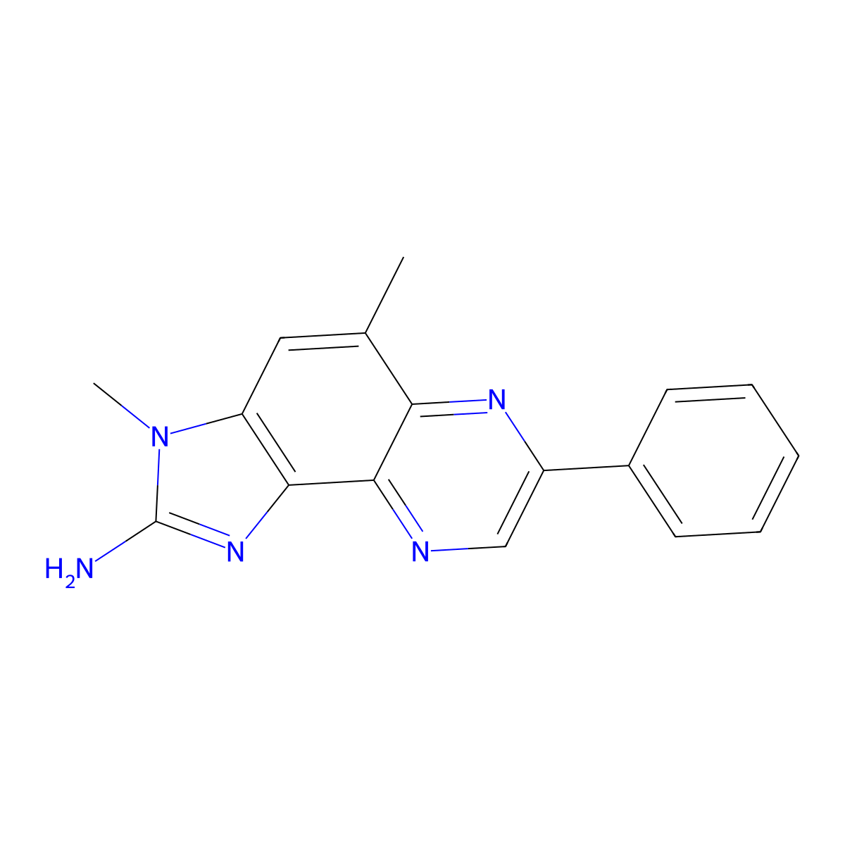 3H-Imidazo(4,5-f)quinoxalin-2-amine, 3,5-dimethyl-7-phenyl- molecular structure, CAS 146177-65-3