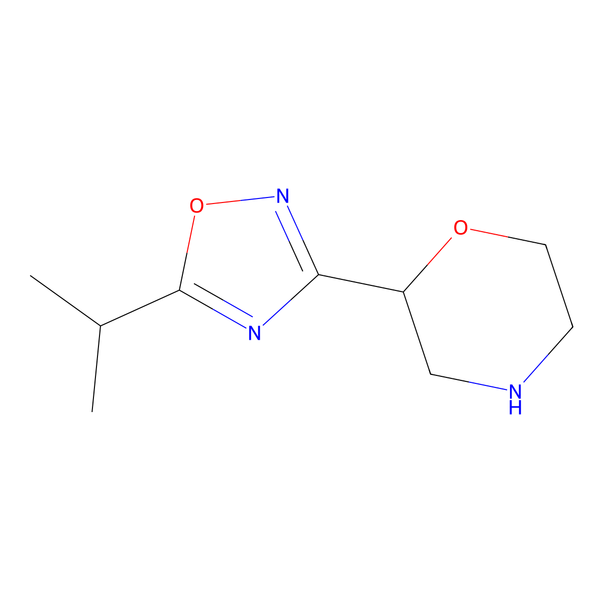 2-[5-(Propan-2-yl)-1,2,4-oxadiazol-3-yl]morpholine molecular structure, CAS 1461868-80-3