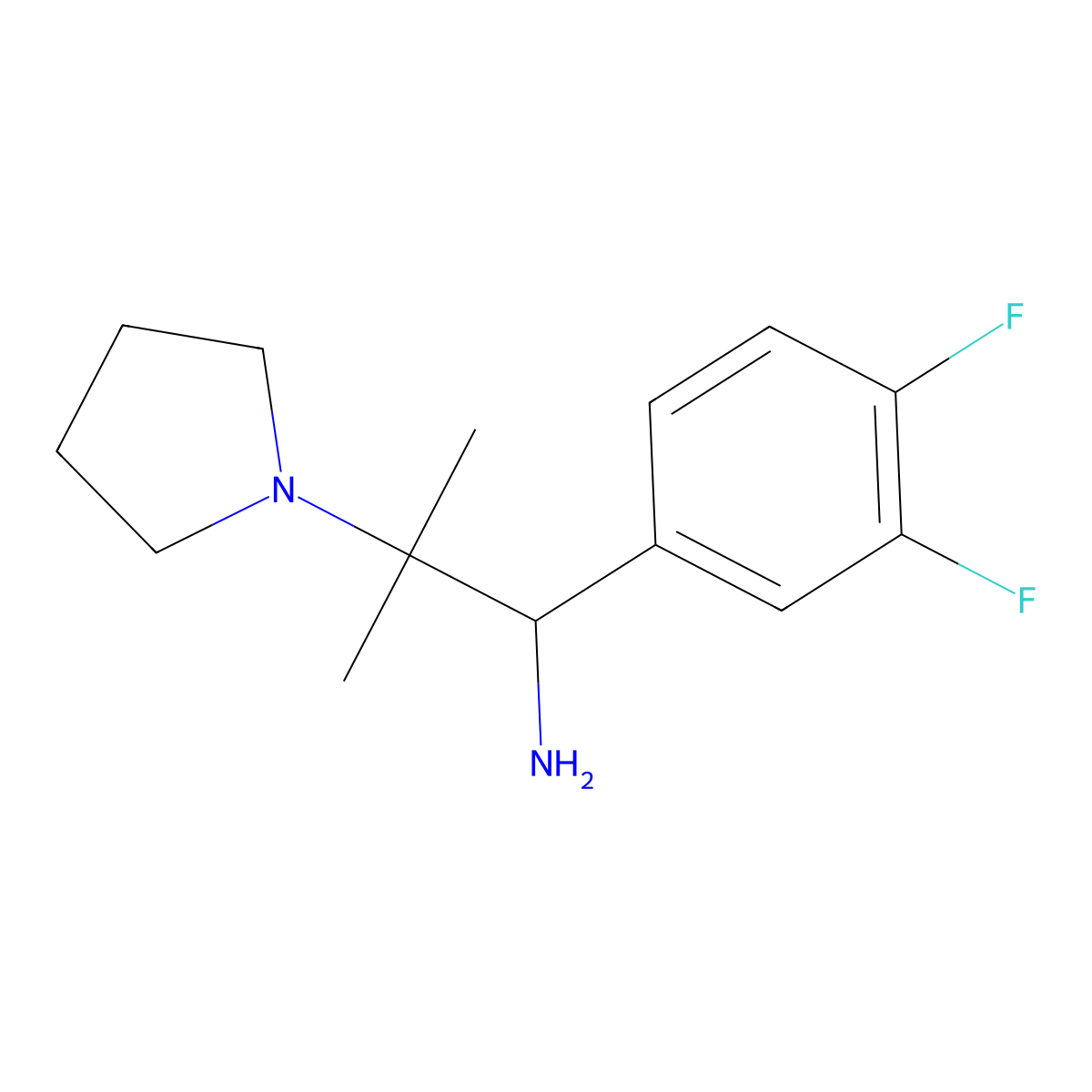 1-(3,4-Difluorophenyl)-2-methyl-2-(pyrrolidin-1-yl)propan-1-amine molecular structure, CAS 1461868-81-4