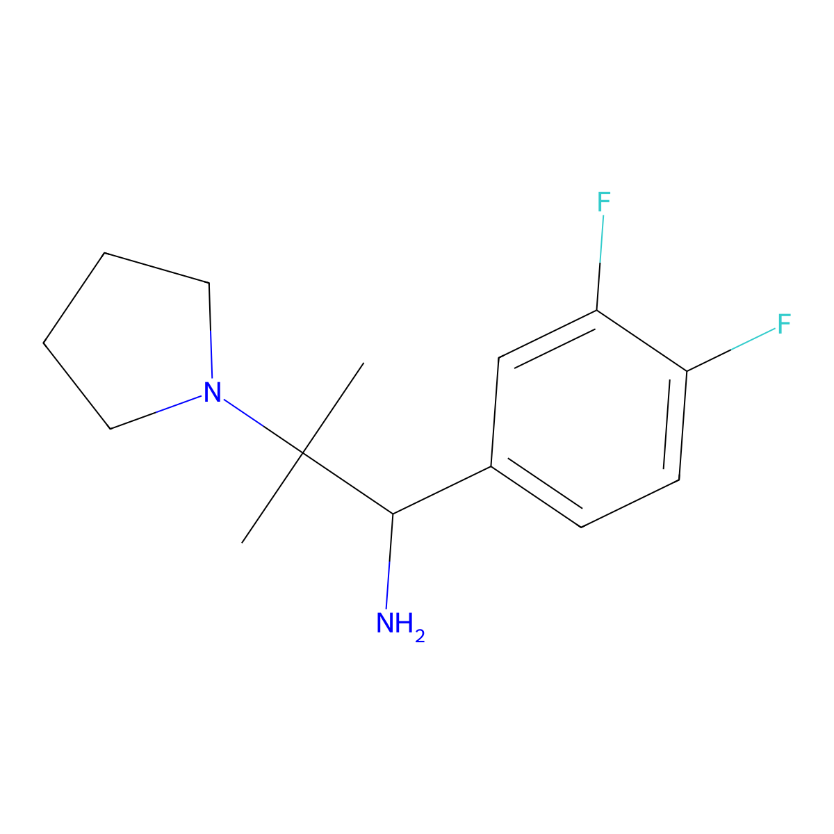 1-(3,4-Difluorophenyl)-2-methyl-2-(pyrrolidin-1-yl)propan-1-amine molecular structure, CAS 1461868-81-4