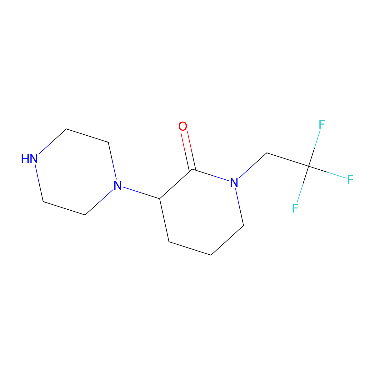 3-(Piperazin-1-yl)-1-(2,2,2-trifluoroethyl)piperidin-2-one molecular structure, CAS 1461868-93-8