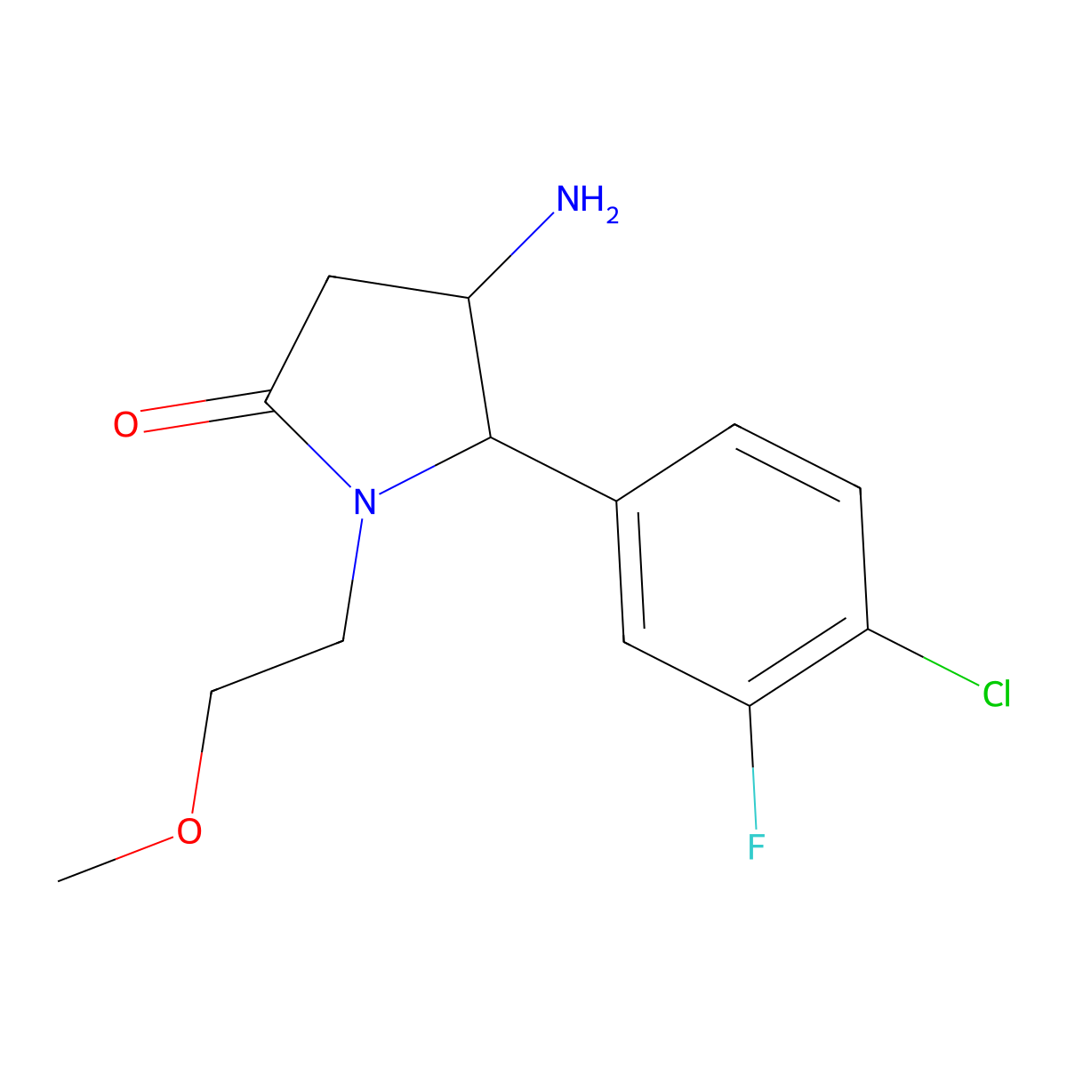 4-Amino-5-(4-chloro-3-fluorophenyl)-1-(2-methoxyethyl)pyrrolidin-2-one molecular structure, CAS 1461868-95-0