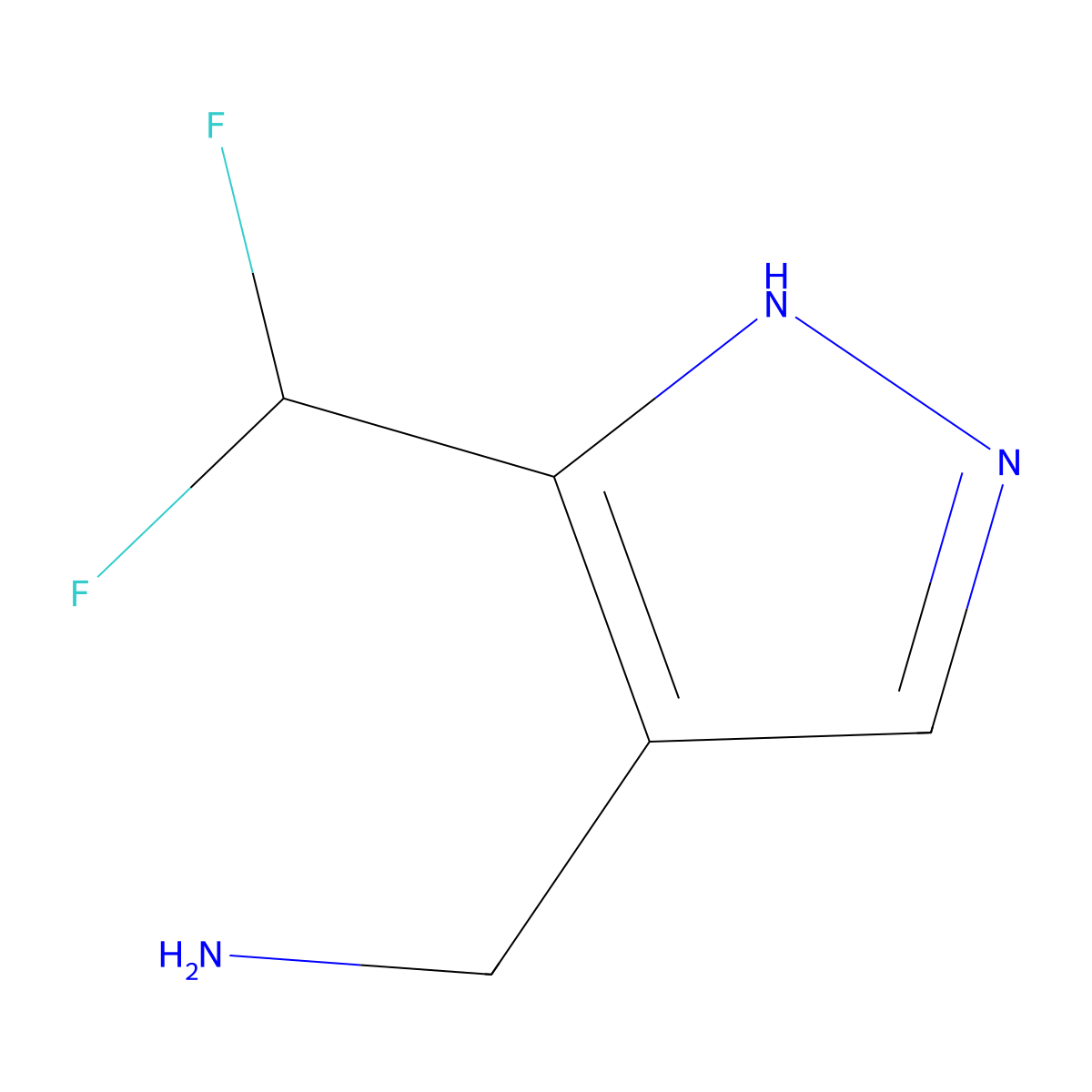 (5-(Difluoromethyl)-1H-pyrazol-4-yl)methanamine molecular structure, CAS 1461869-02-2