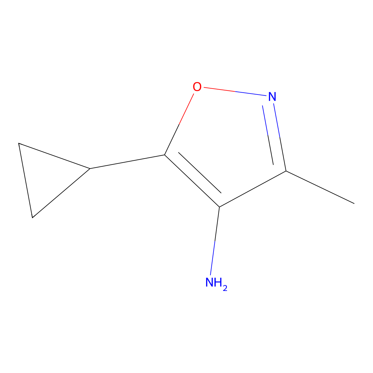 5-Cyclopropyl-3-methyl-1,2-oxazol-4-amine molecular structure, CAS 1461869-23-7
