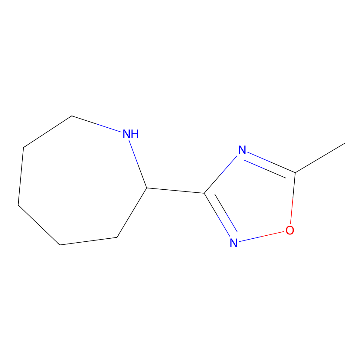 3-(Azepan-2-yl)-5-methyl-1,2,4-oxadiazole molecular structure, CAS 1461869-25-9
