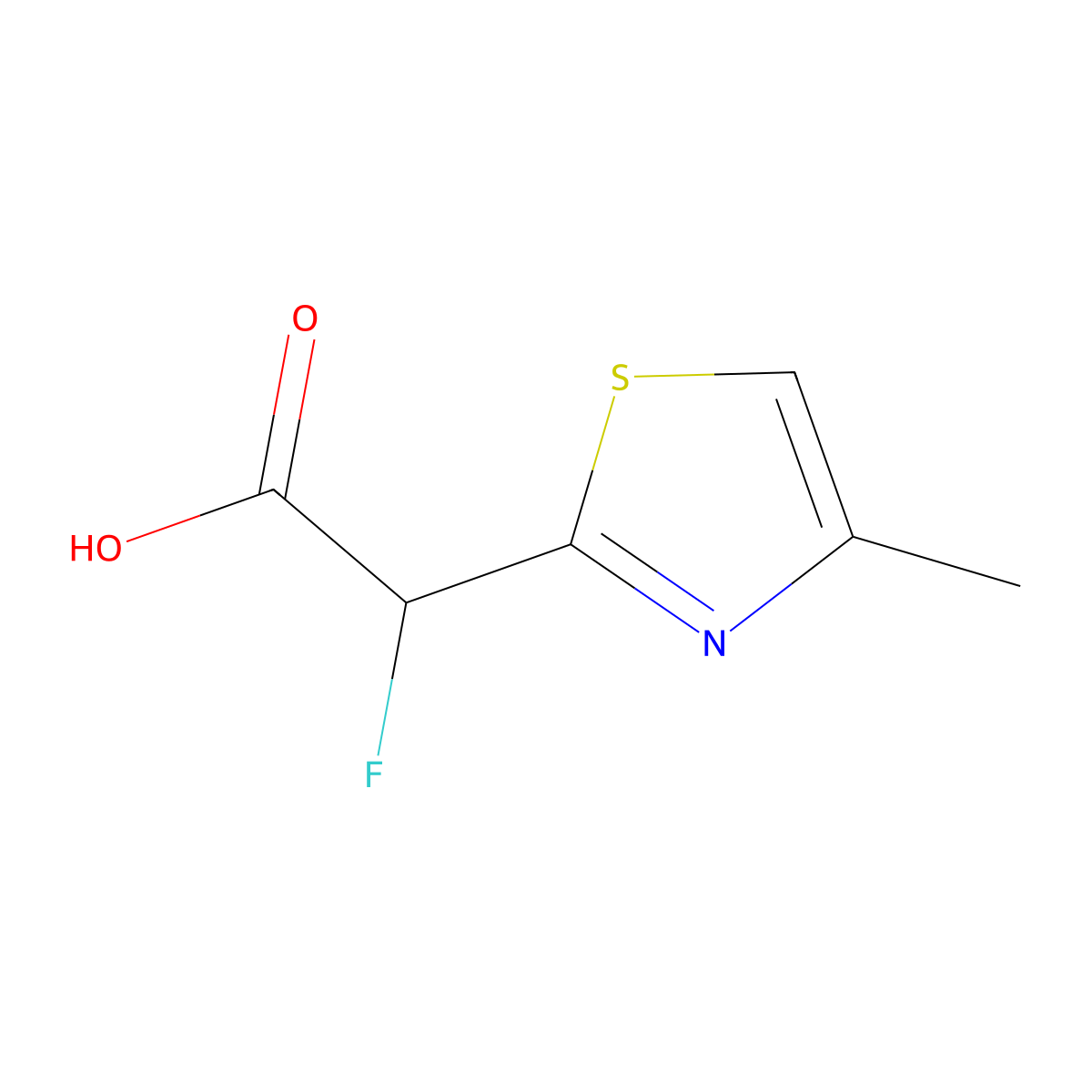 2-Fluoro-2-(4-methyl-1,3-thiazol-2-yl)acetic acid molecular structure, CAS 1461869-26-0