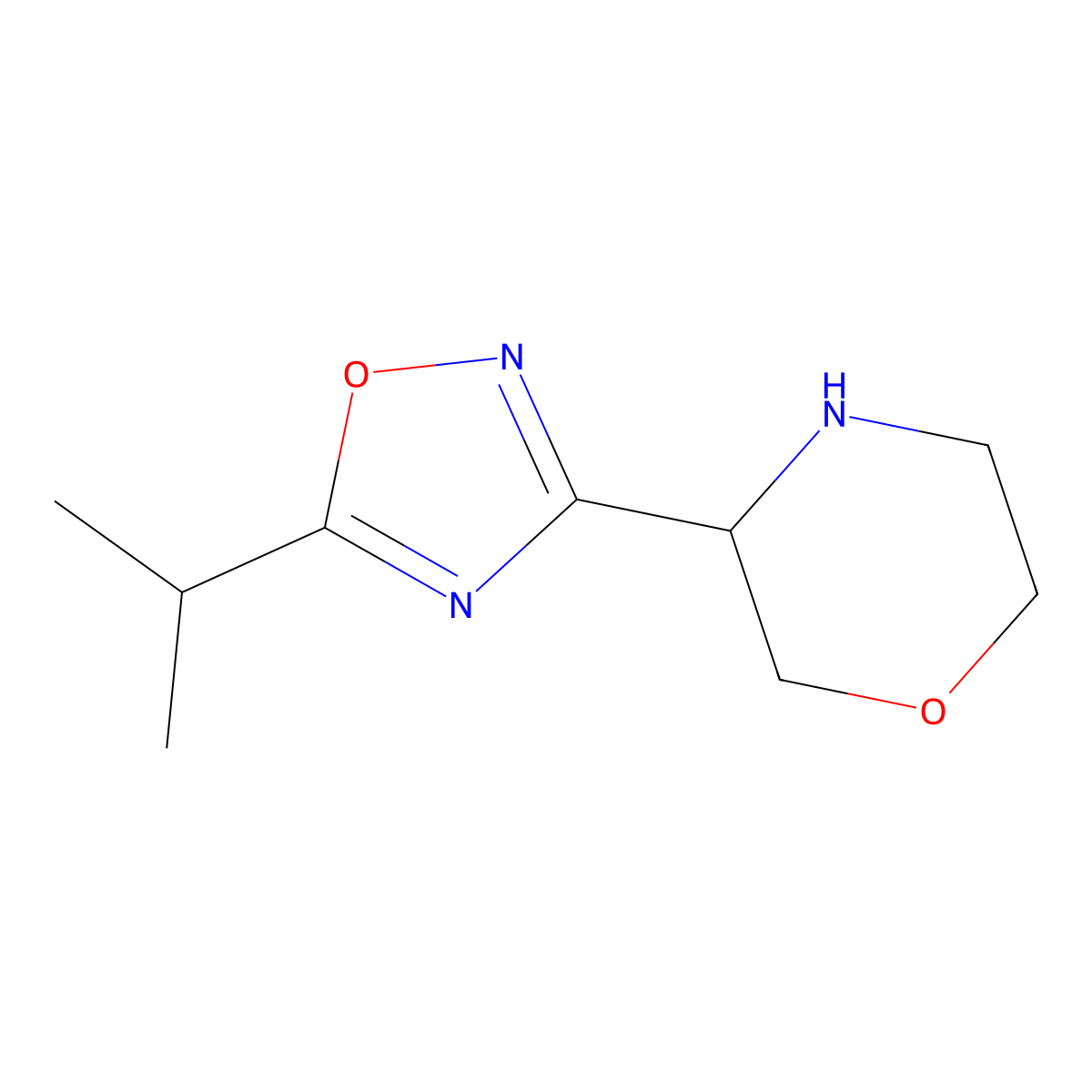 3-(5-Isopropyl-1,2,4-oxadiazol-3-yl)morpholine molecular structure, CAS 1461869-31-7