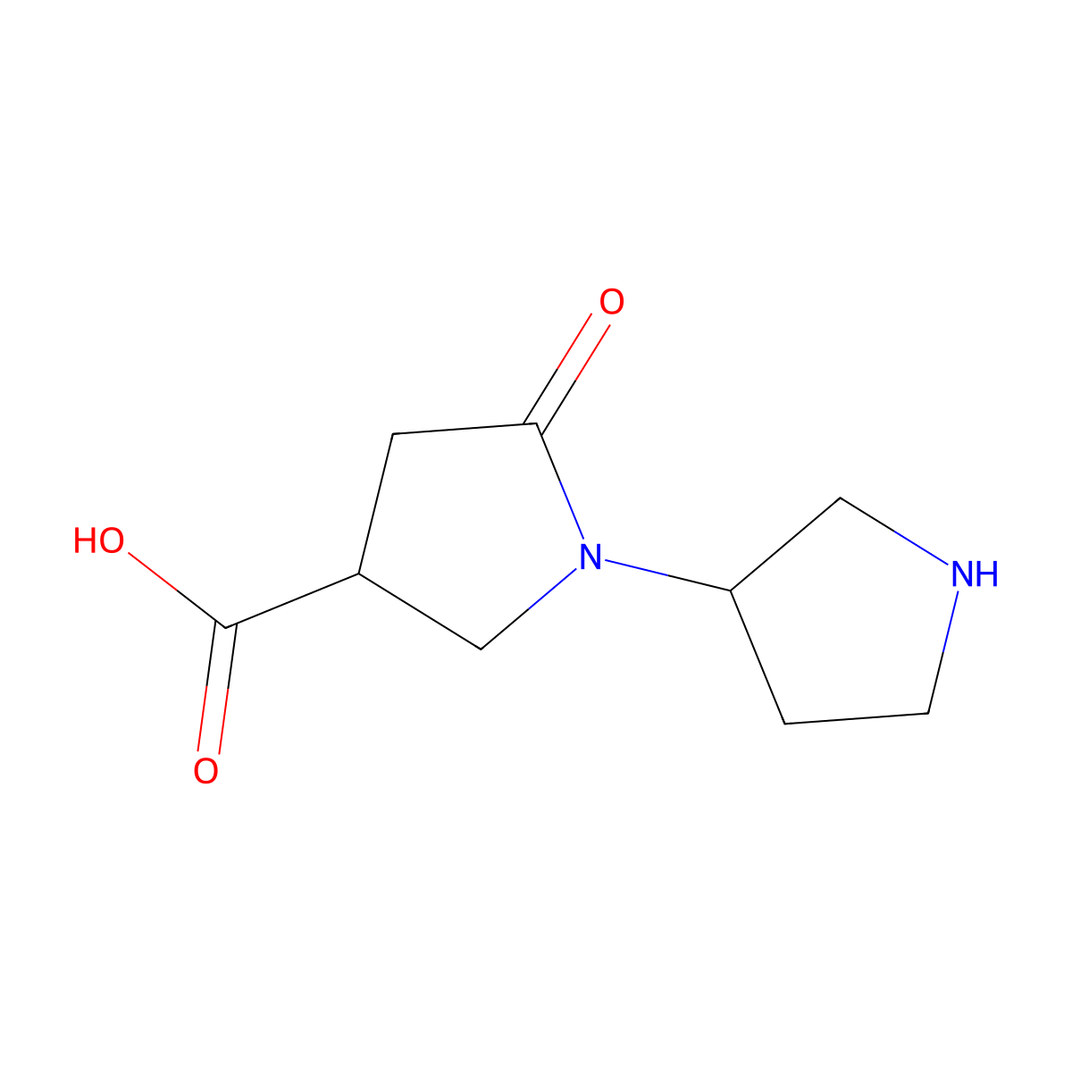 5-Oxo-1-(pyrrolidin-3-yl)pyrrolidine-3-carboxylic acid molecular structure, CAS 1461869-34-0