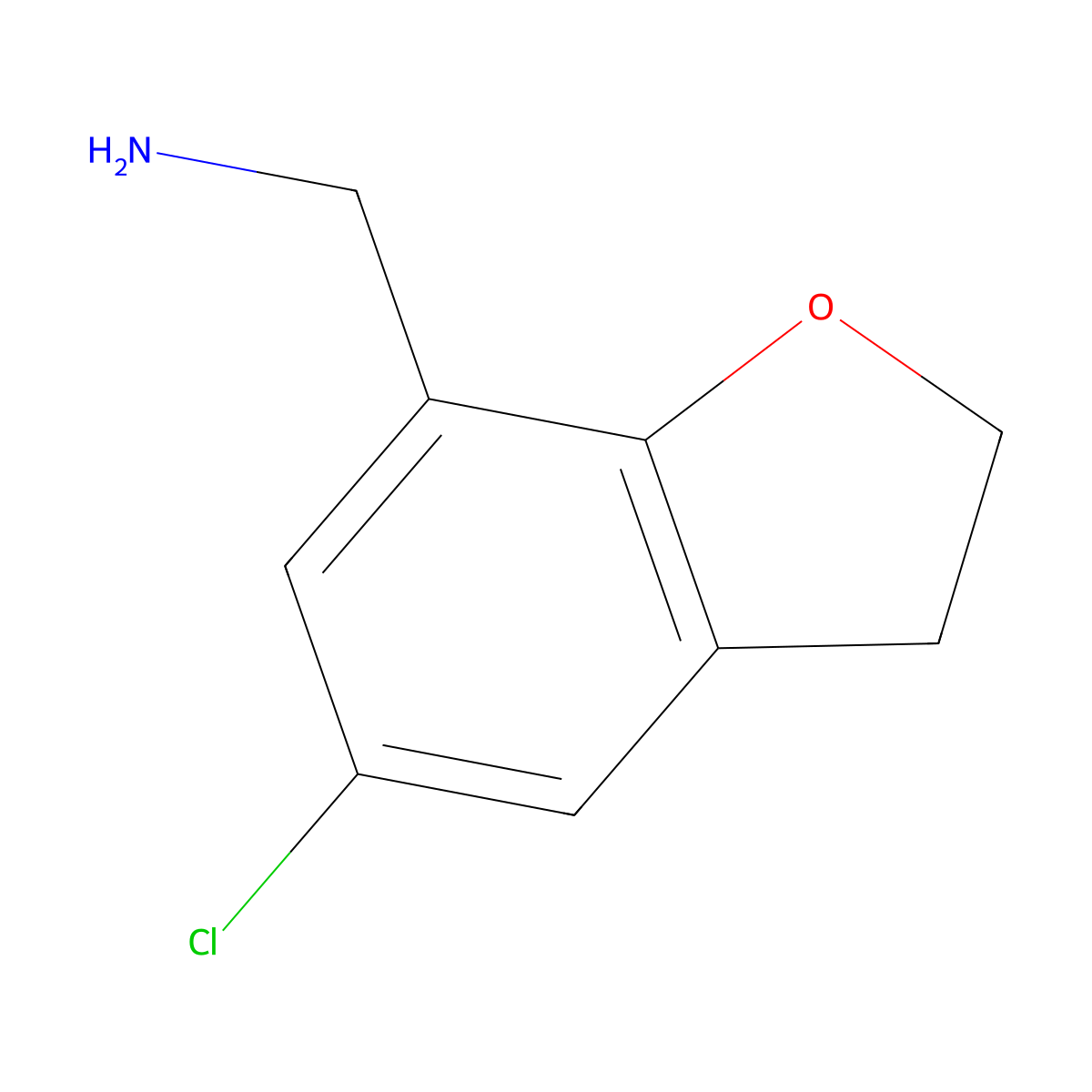 (5-Chloro-2,3-dihydro-1-benzofuran-7-yl)methanamine molecular structure, CAS 1461869-35-1