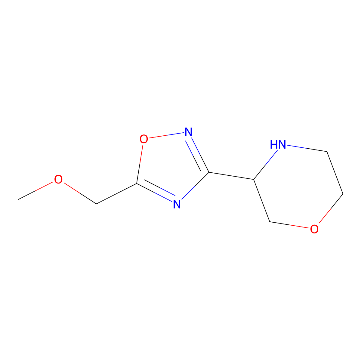 3-[5-(Methoxymethyl)-1,2,4-oxadiazol-3-yl]morpholine molecular structure, CAS 1461869-41-9