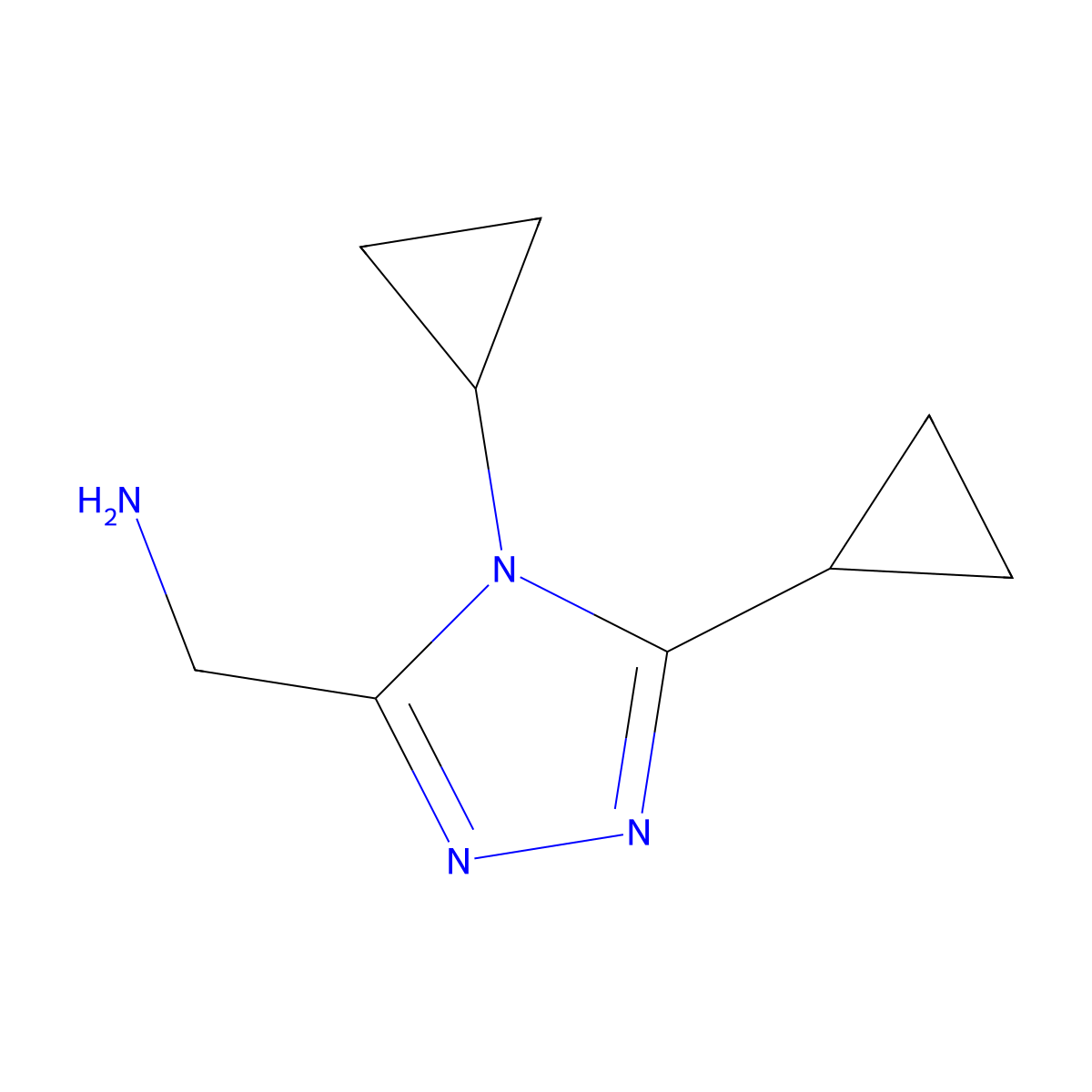 (dicyclopropyl-4H-1,2,4-triazol-3-yl)methanamine molecular structure, CAS 1461869-45-3