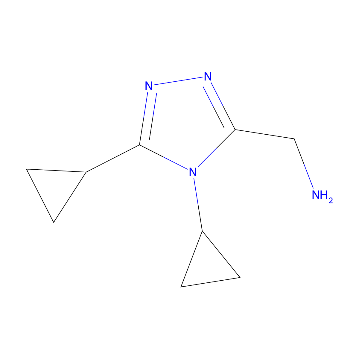 (dicyclopropyl-4H-1,2,4-triazol-3-yl)methanamine molecular structure, CAS 1461869-45-3
