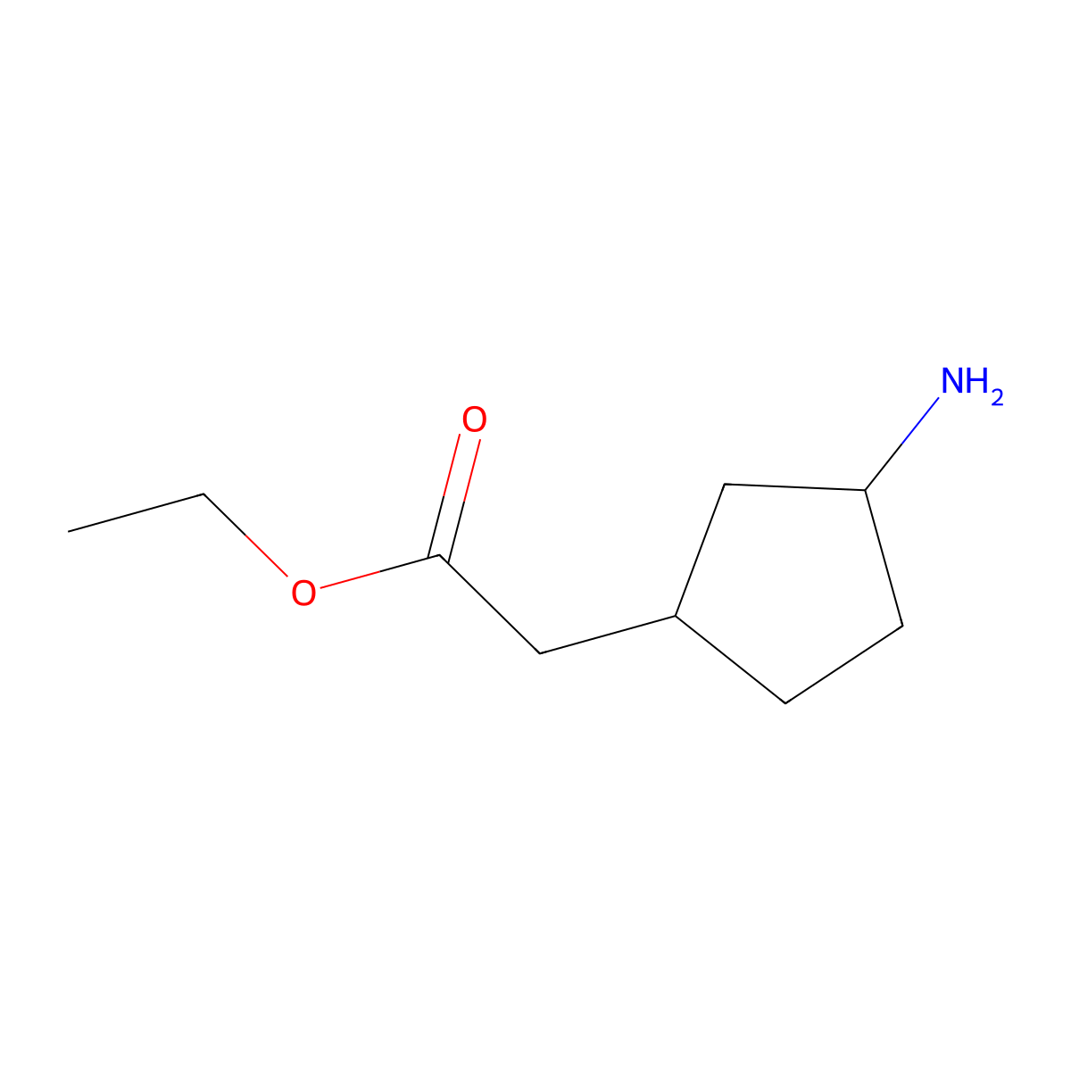 rac-ethyl 2-[(1R,3S)-3-aminocyclopentyl]acetate molecular structure, CAS 1461869-68-0