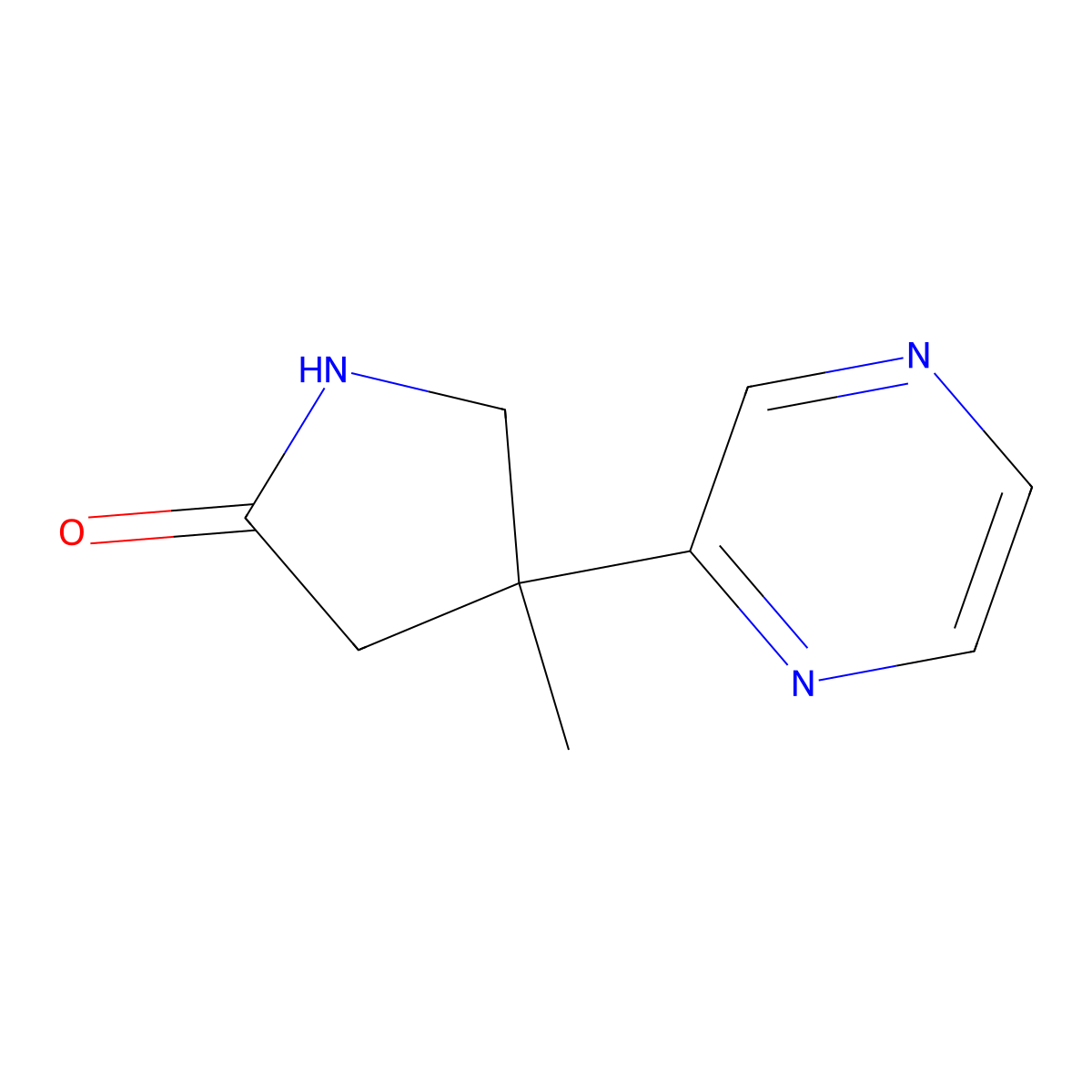 4-Methyl-4-(pyrazin-2-yl)pyrrolidin-2-one molecular structure, CAS 1462240-28-3