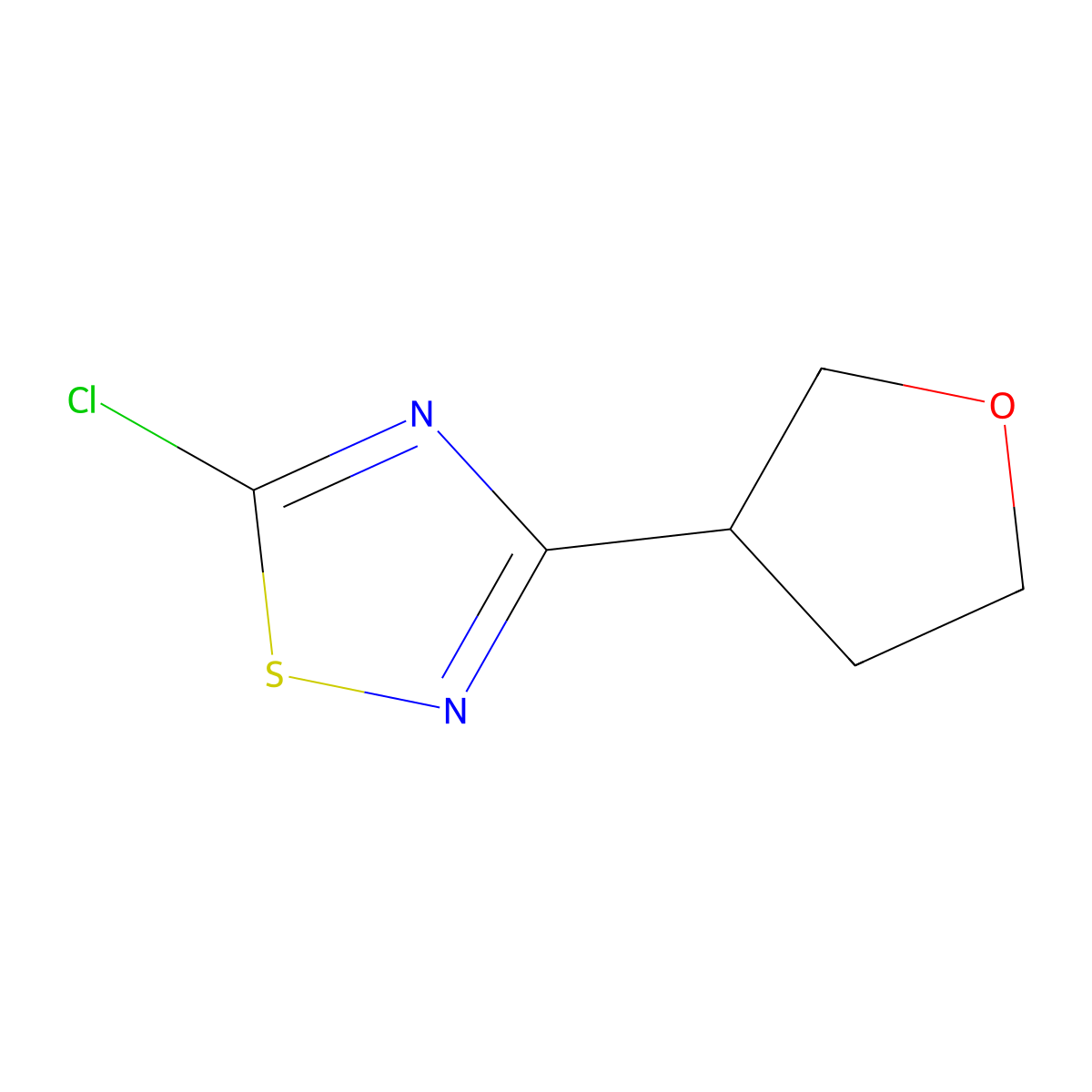 5-Chloro-3-(oxolan-3-yl)-1,2,4-thiadiazole molecular structure, CAS 1462241-09-3