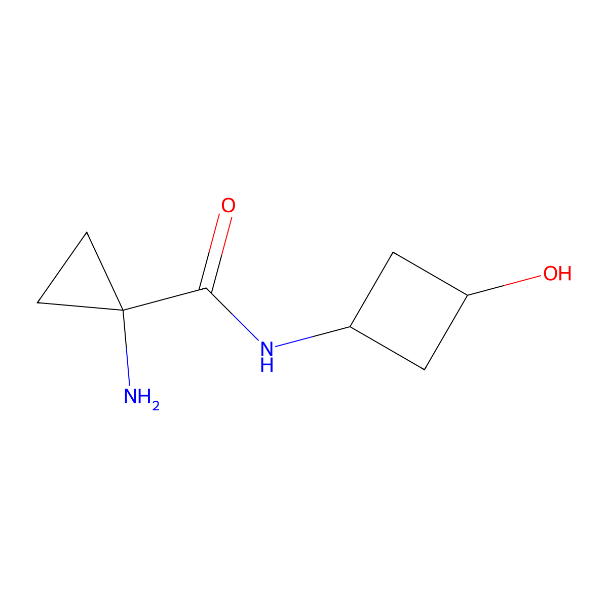 1-amino-N-(3-hydroxycyclobutyl)cyclopropane-1-carboxamide molecular structure, CAS 1462247-69-3