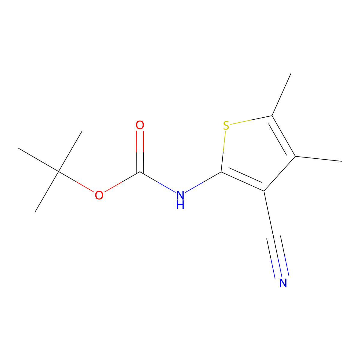 Tert-butyl (3-cyano-4,5-dimethylthiophen-2-yl)carbamate molecular structure, CAS 1462247-81-9