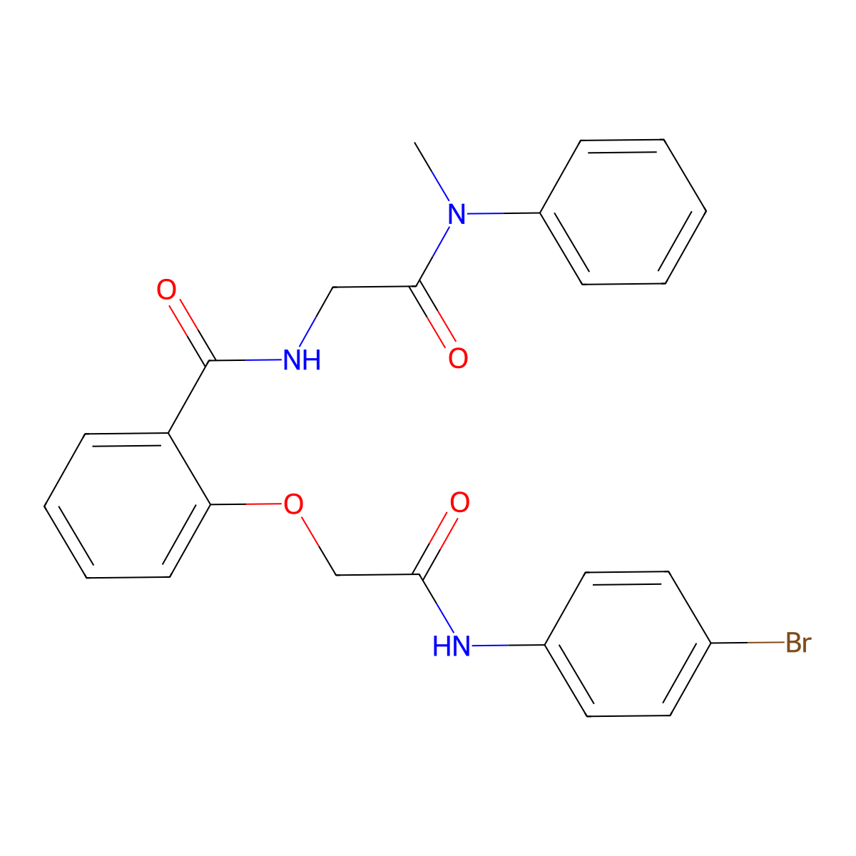 2-(2-((4-bromophenyl)amino)-2-oxoethoxy)-N-(2-(methyl(phenyl)amino)-2-oxoethyl)benzamide molecular structure, CAS 1462267-08-8