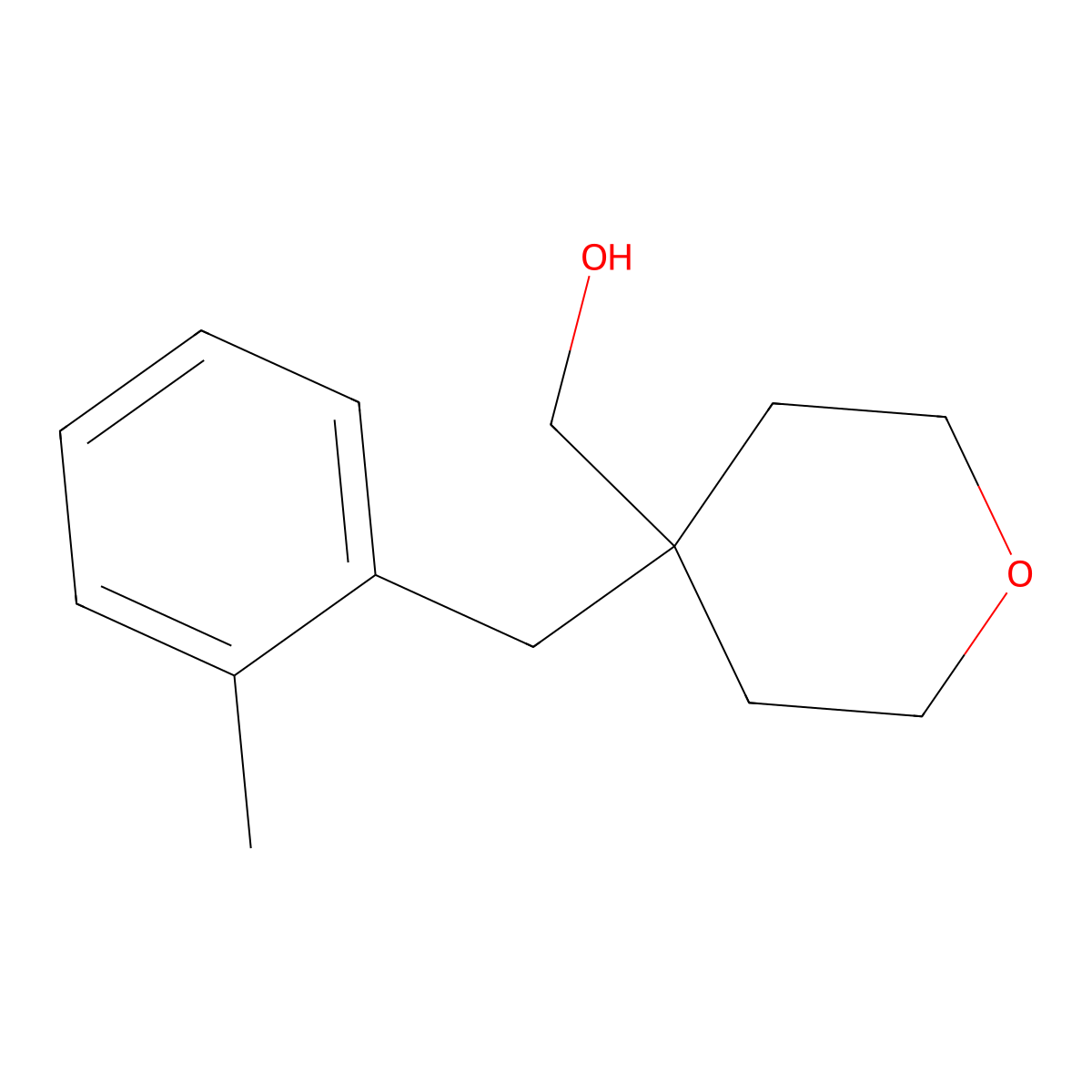{4-[(2-Methylphenyl)methyl]oxan-4-yl}methanol molecular structure, CAS 1462275-44-0