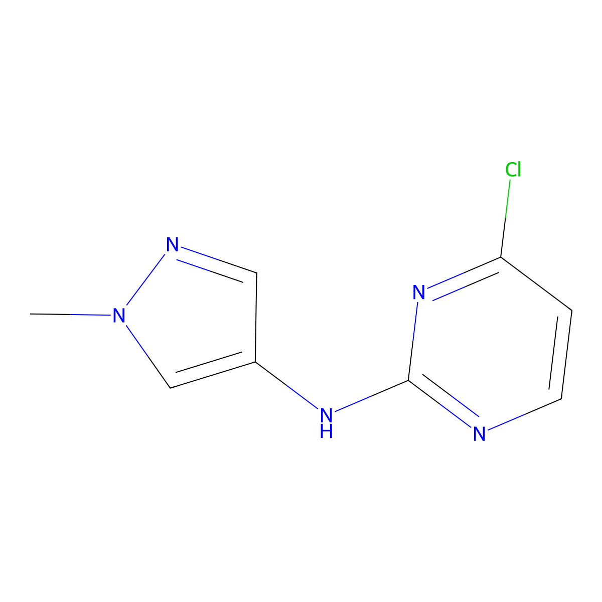 4-chloro-N-(1-methyl-1H-pyrazol-4-yl)pyrimidin-2-amine molecular structure, CAS 1462286-01-6