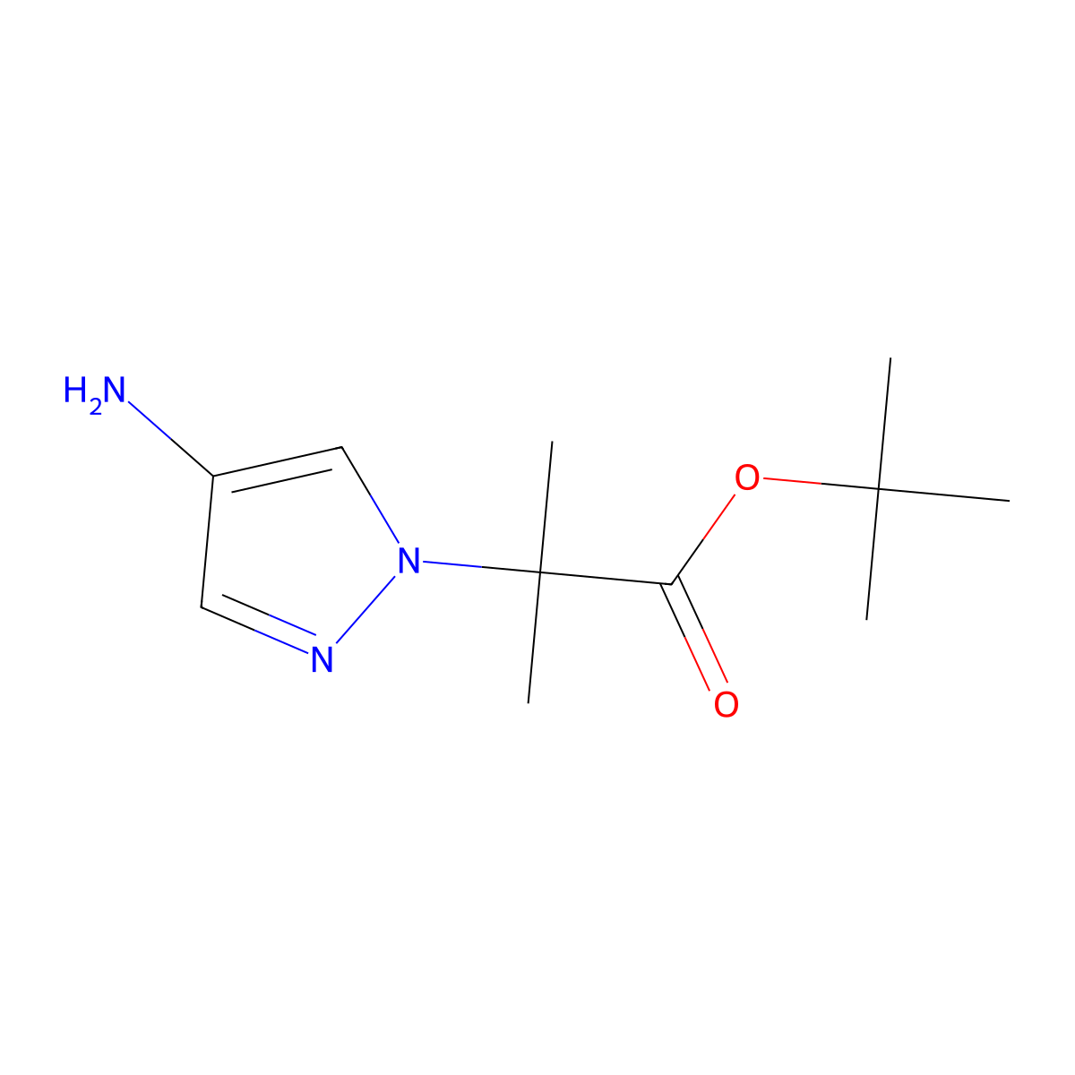 tert-butyl 2-(4-amino-1H-pyrazol-1-yl)-2-methylpropanoate molecular structure, CAS 1462287-54-2
