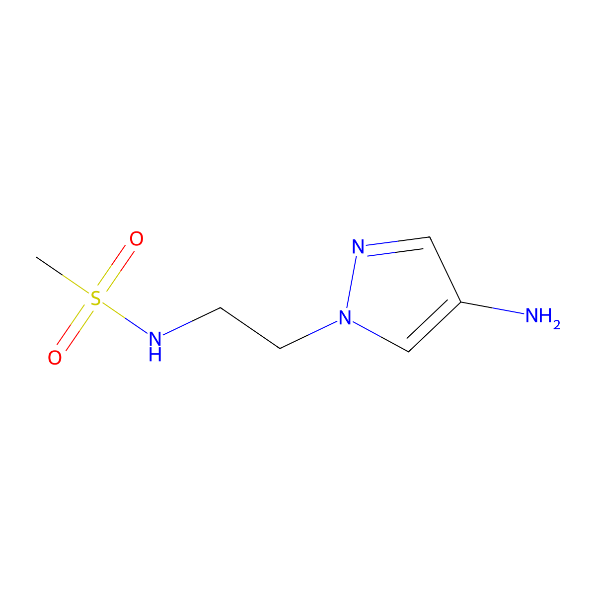 N-(2-(4-amino-1H-pyrazol-1-yl)ethyl)methanesulfonamide molecular structure, CAS 1462288-32-9