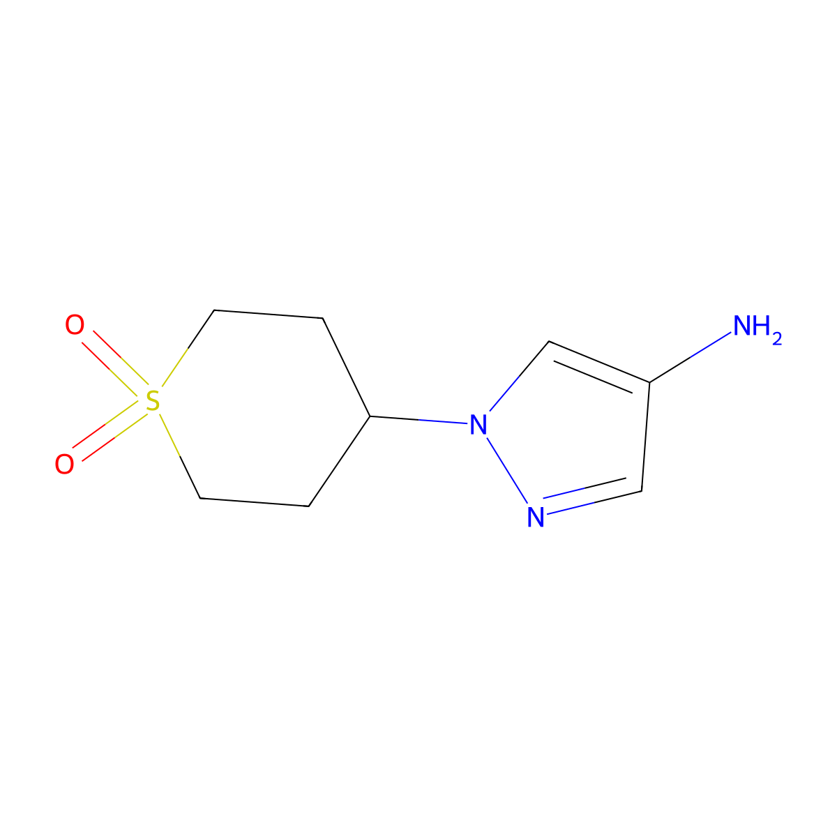 4-(4-Amino-1H-pyrazol-1-yl)tetrahydro-2H-thiopyran 1,1-dioxide molecular structure, CAS 1462289-23-1