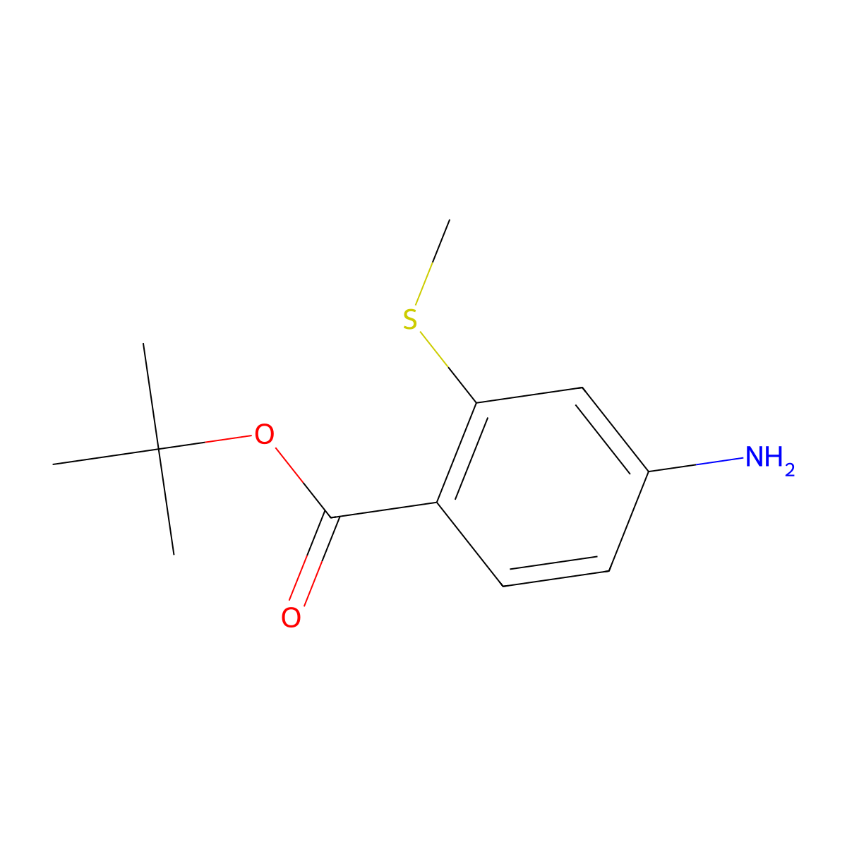 Tert-butyl 4-amino-2-(methylsulfanyl)benzoate molecular structure, CAS 1462289-66-2