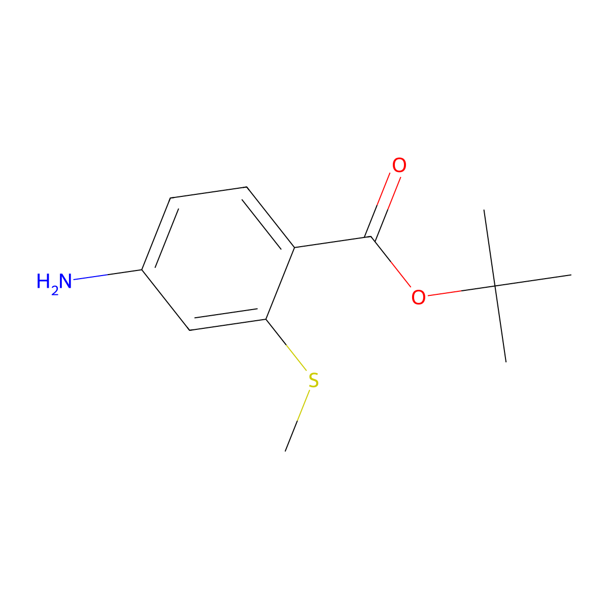 Tert-butyl 4-amino-2-(methylsulfanyl)benzoate molecular structure, CAS 1462289-66-2