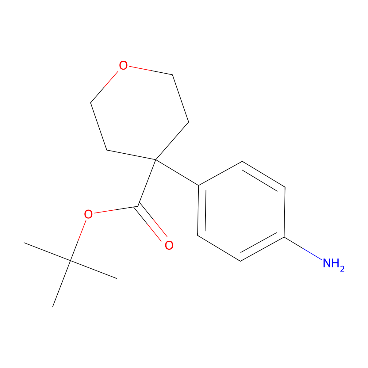 Tert-butyl 4-(4-aminophenyl)oxane-4-carboxylate molecular structure, CAS 1462289-68-4