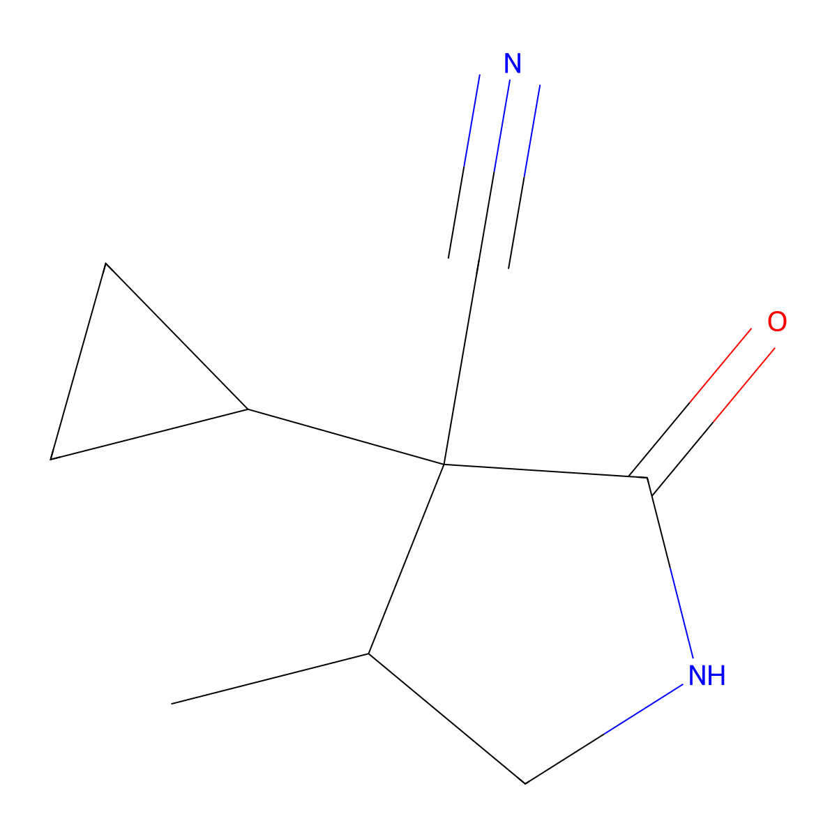 3-Cyclopropyl-4-methyl-2-oxo-pyrrolidine-3-carbonitrile molecular structure, CAS 1462289-96-8