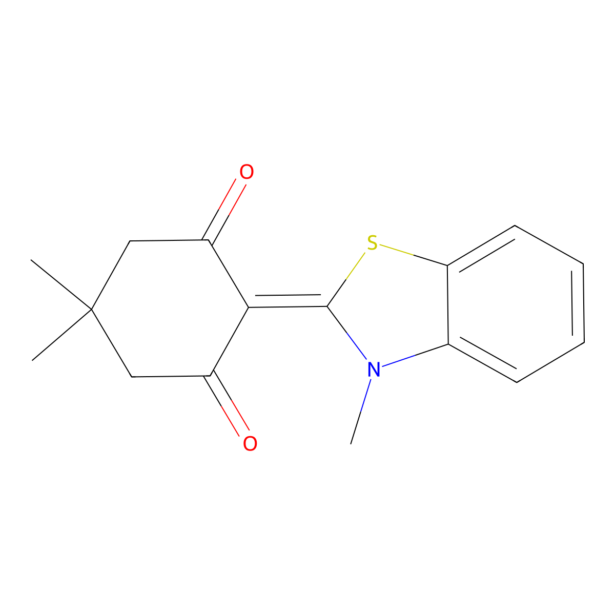 5,5-dimethyl-2-(3-methylbenzo[d]thiazol-2(3H)-ylidene)cyclohexane-1,3-dione molecular structure, CAS 146229-04-1