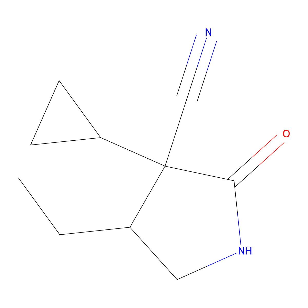 3-Cyclopropyl-4-ethyl-2-oxopyrrolidine-3-carbonitrile molecular structure, CAS 1462290-17-0