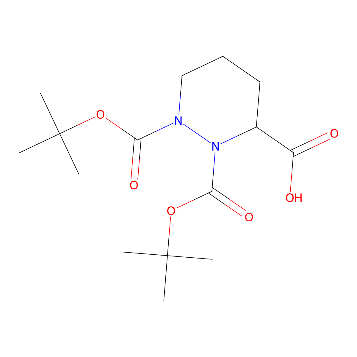 (R)-1,2-bis(tert-butoxycarbonyl)hexahydropyridazine-3-carboxylic acid molecular structure, CAS 146232-51-1
