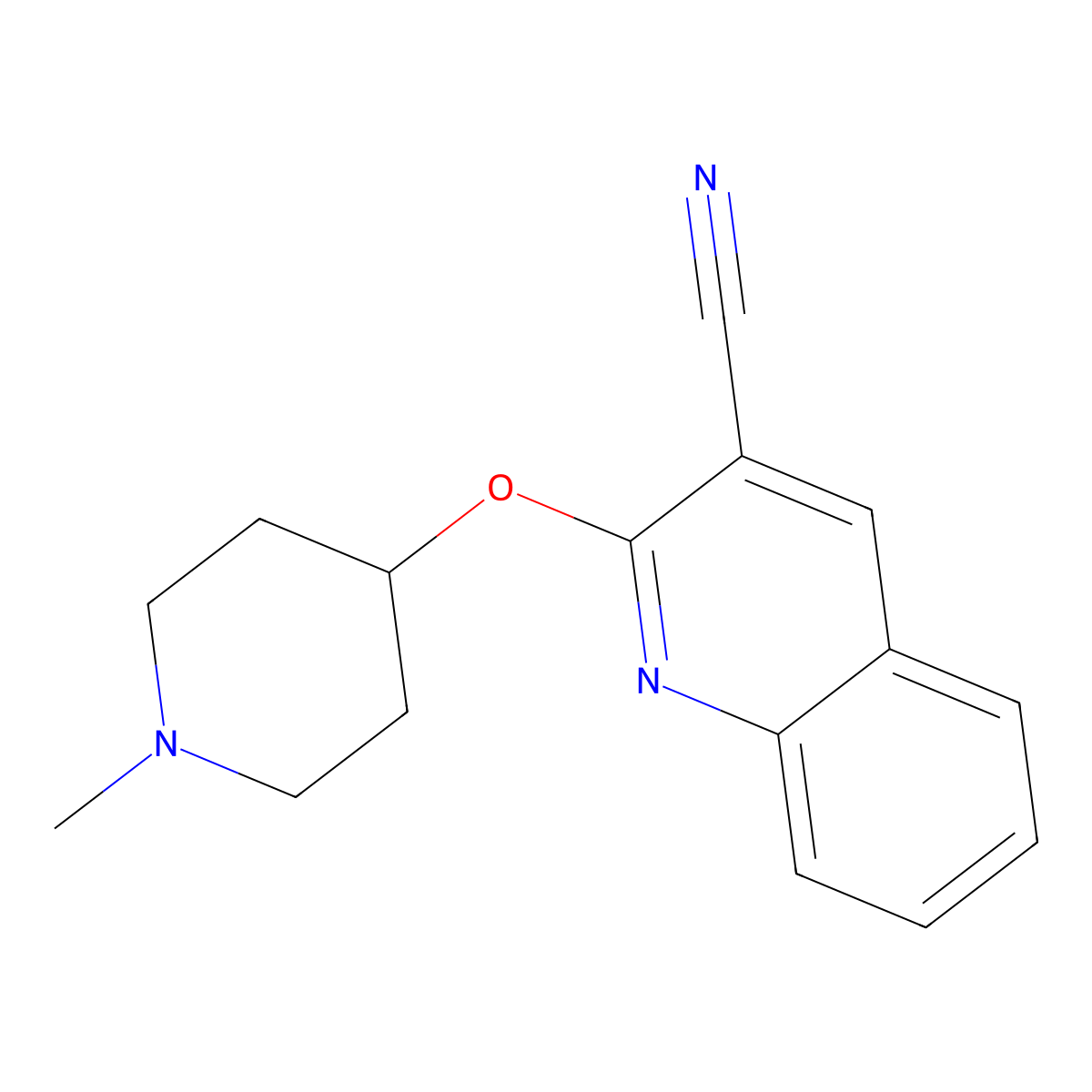 2-[(1-Methylpiperidin-4-yl)oxy]quinoline-3-carbonitrile molecular structure, CAS 1462340-96-0