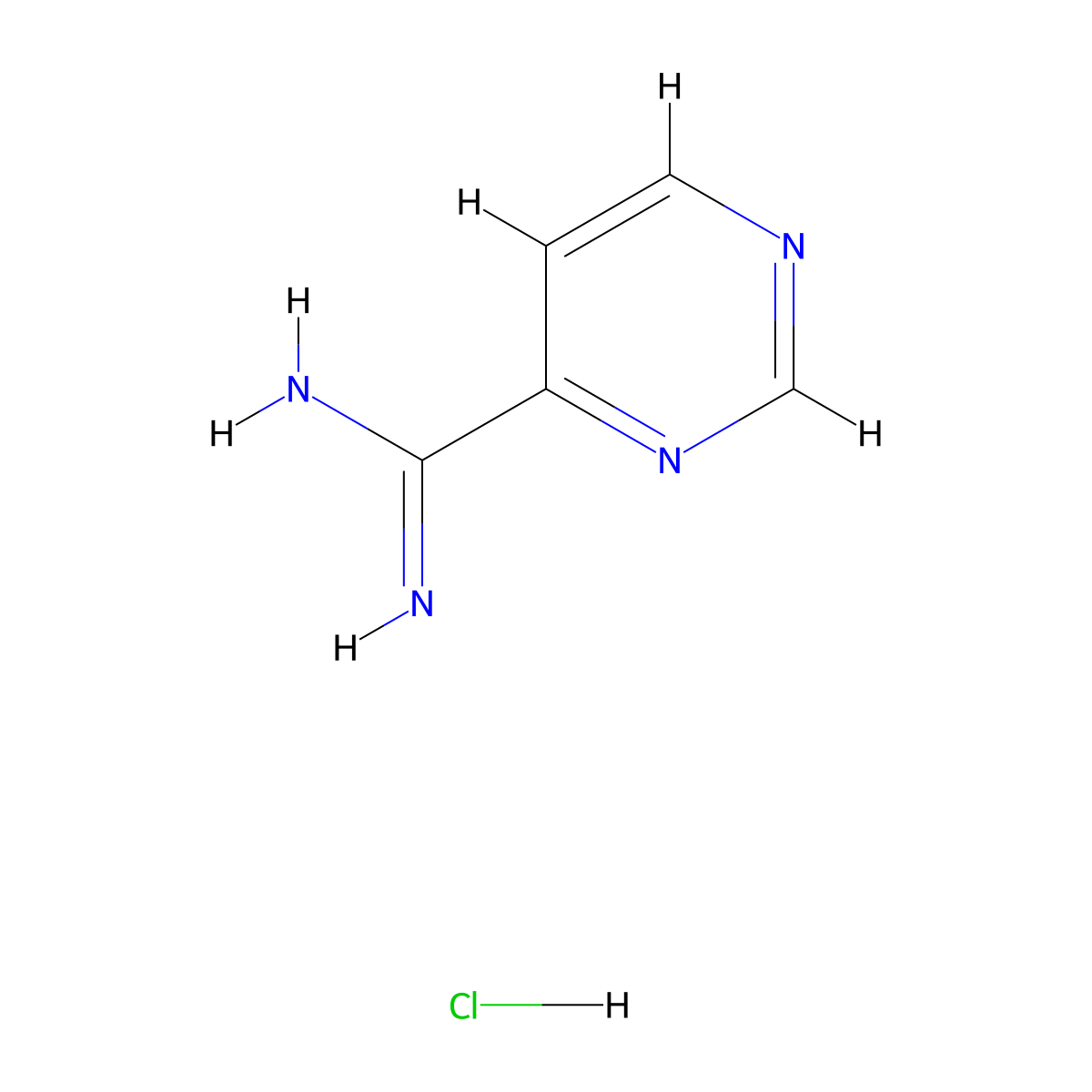 Pyrimidine-4-carboximidamide hydrochloride molecular structure, CAS 1462343-30-1