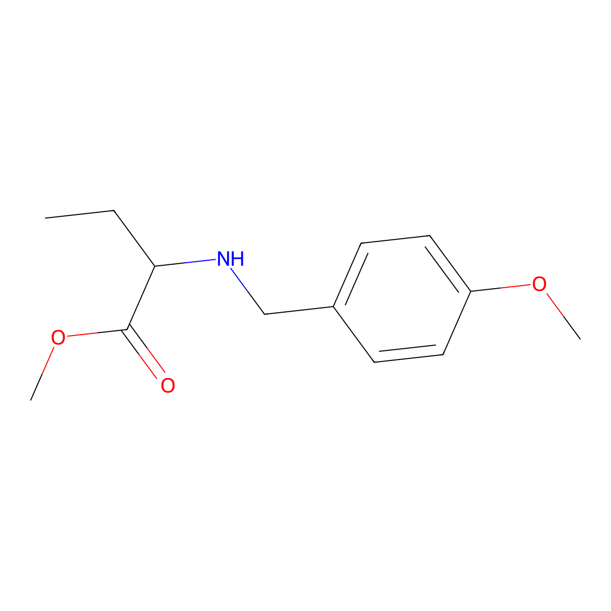 Methyl 2-[[(4-methoxyphenyl)methyl]amino]butanoate molecular structure, CAS 1462367-22-1