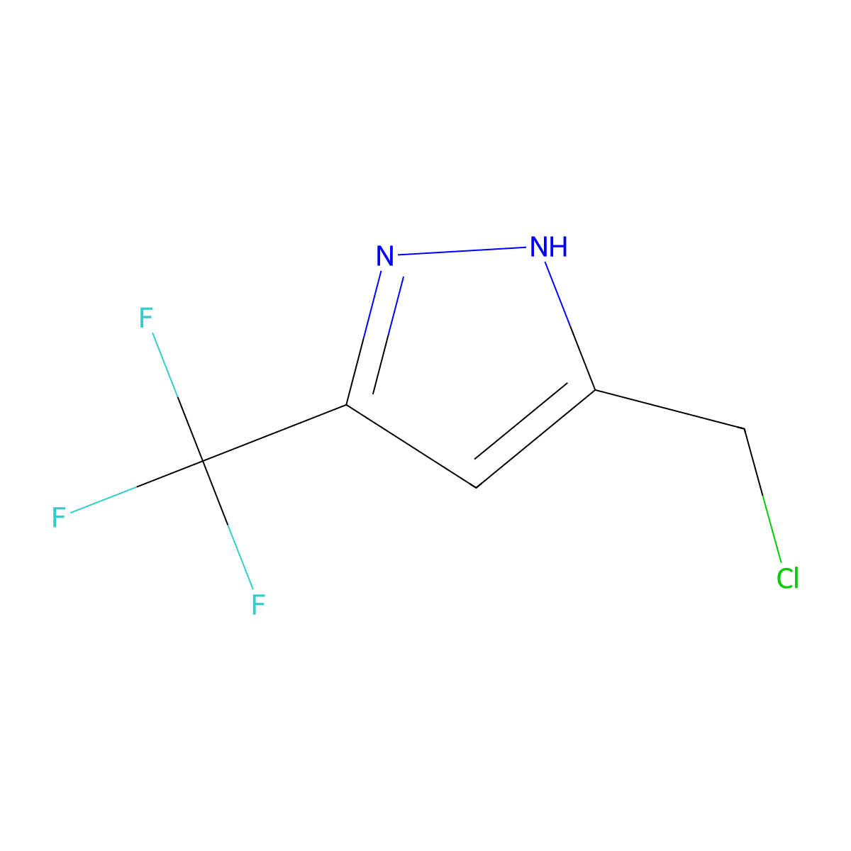 5-(chloromethyl)-3-(trifluoromethyl)-1H-pyrazole molecular structure, CAS 1462379-36-7