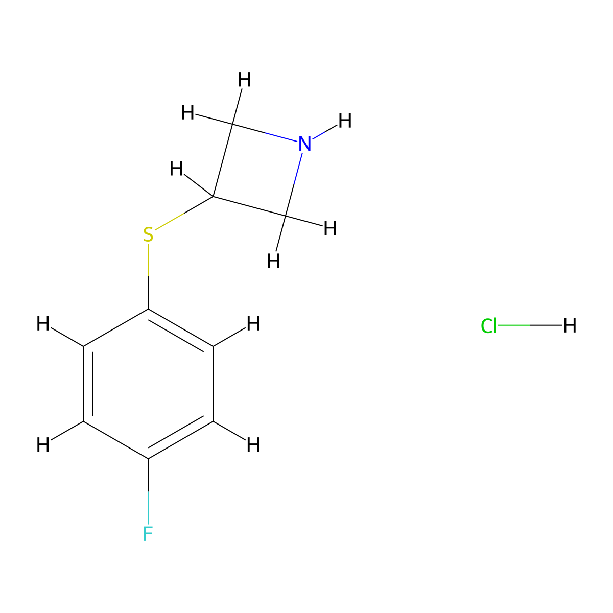 3-[(4-Fluorophenyl)sulfanyl]azetidine hydrochloride molecular structure, CAS 1462379-55-0