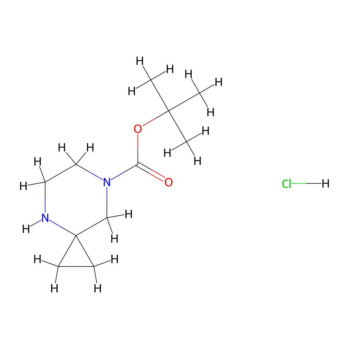 Tert-butyl 4,7-diazaspiro[2.5]octane-7-carboxylate hydrochloride molecular structure, CAS 1462383-16-9