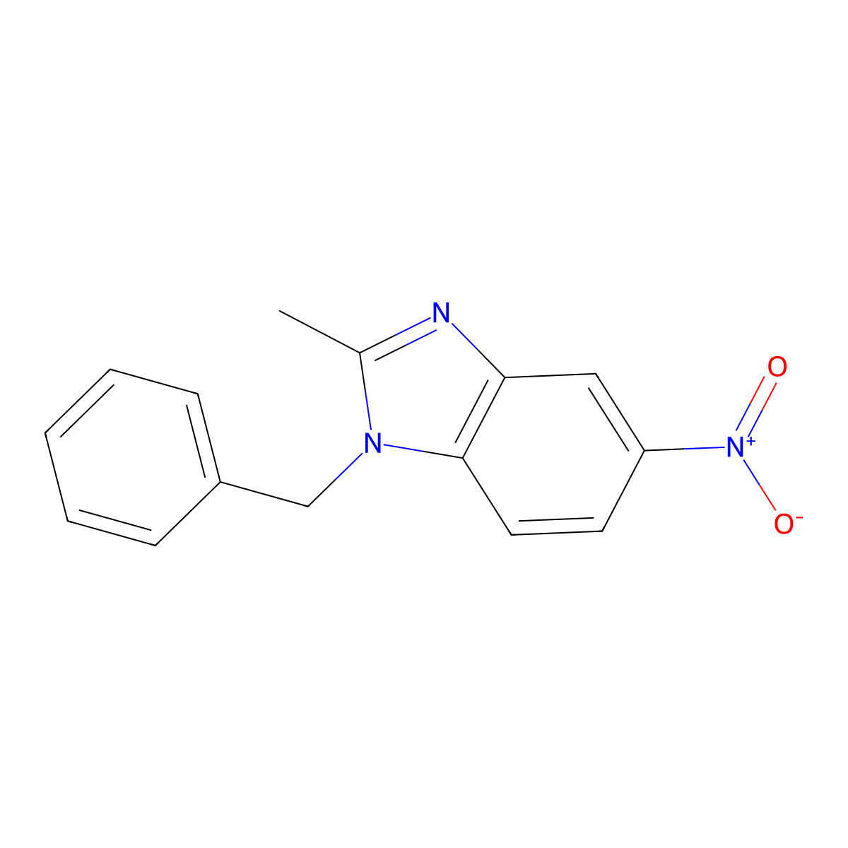 1-benzyl-2-methyl-5-nitro-1H-1,3-benzimidazole molecular structure, CAS 14624-88-5