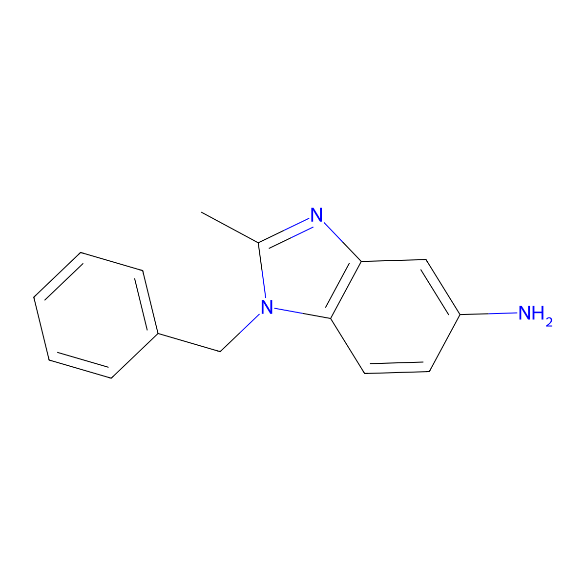 1-benzyl-2-methyl-1H-1,3-benzimidazol-5-amine molecular structure, CAS 14624-97-6