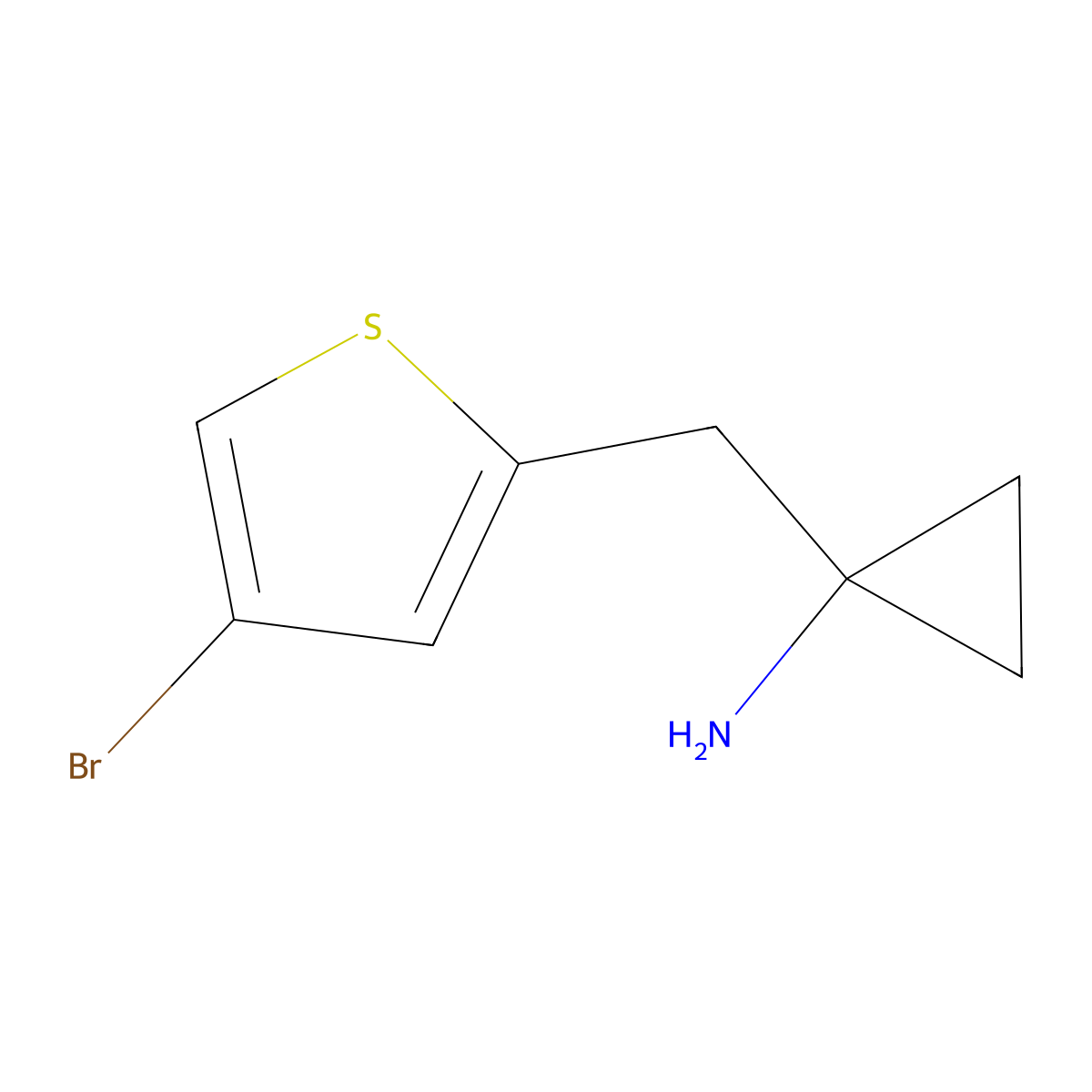 1-((4-Bromothiophen-2-yl)methyl)cyclopropan-1-amine molecular structure, CAS 1462420-01-4