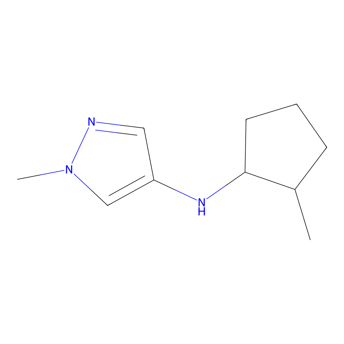 1-methyl-N-(2-methylcyclopentyl)-1H-pyrazol-4-amine molecular structure, CAS 1462462-17-4