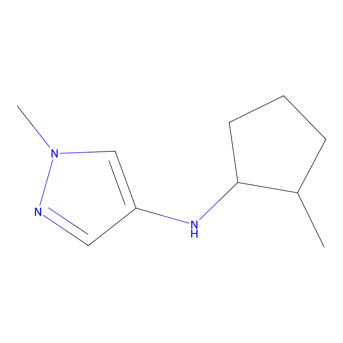 1-methyl-N-(2-methylcyclopentyl)-1H-pyrazol-4-amine molecular structure, CAS 1462462-17-4