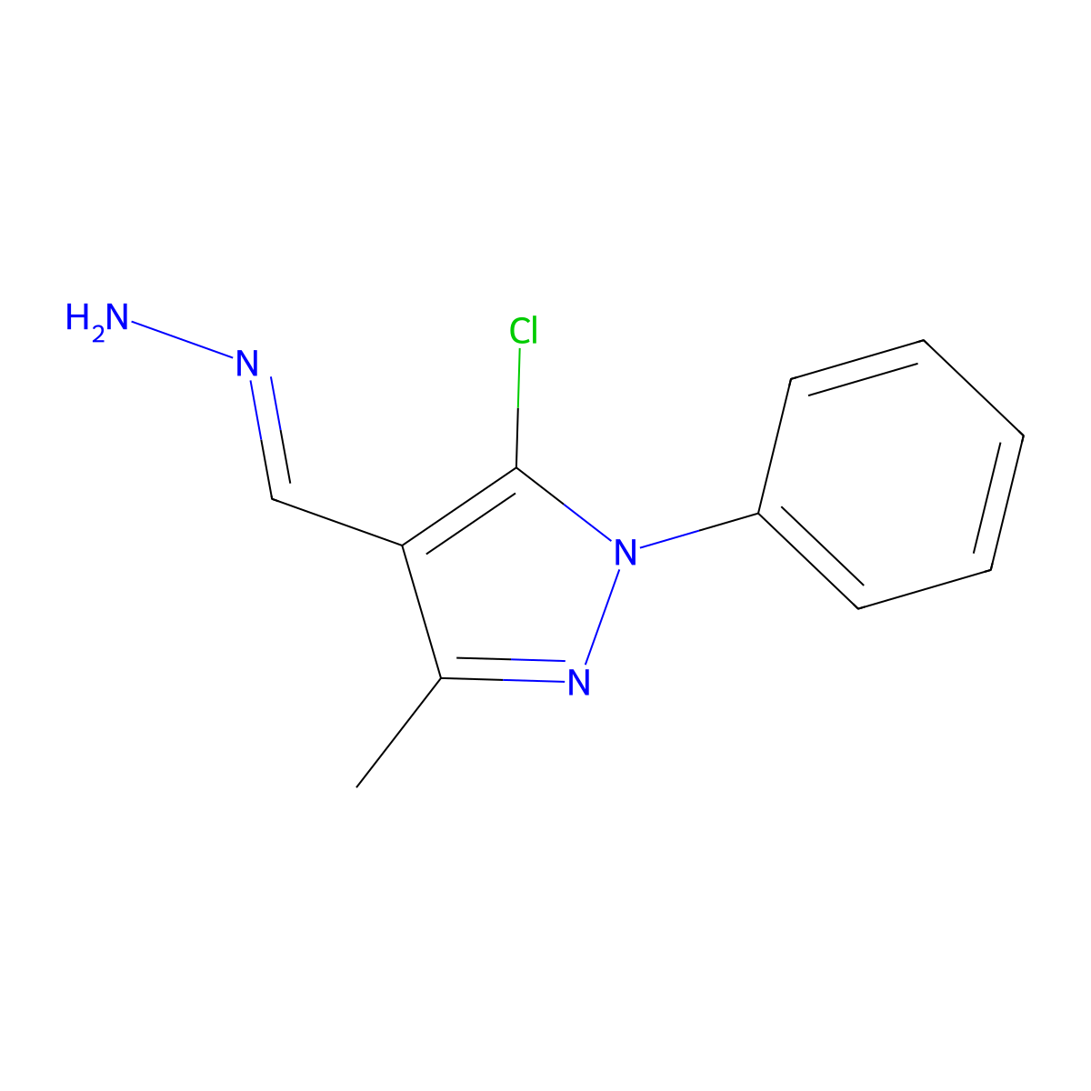 1H-Pyrazole-4-carboxaldehyde, 5-chloro-3-methyl-1-phenyl-, hydrazone molecular structure, CAS 146254-77-5