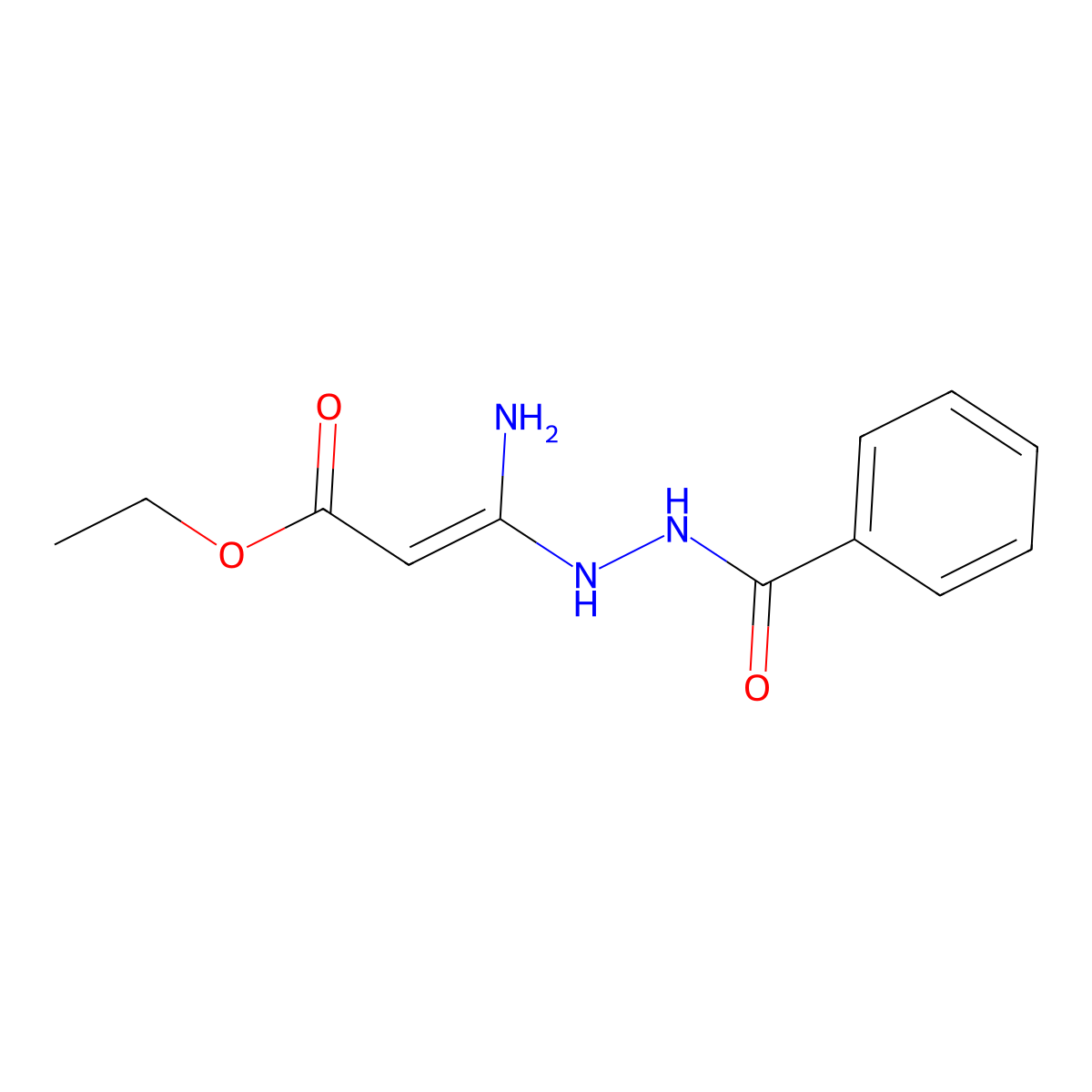 Ethyl 3-amino-3-(2-benzoylhydrazinyl)prop-2-enoate molecular structure, CAS 146255-36-9