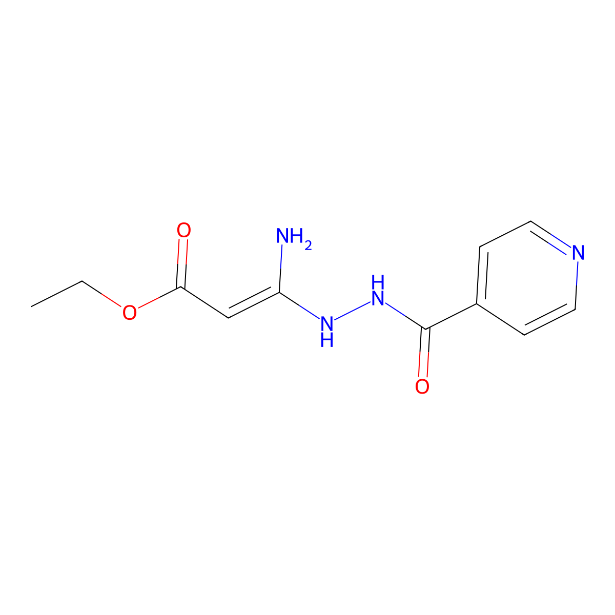 Ethyl 3-amino-3-(2-isonicotinoylhydrazino)acrylate molecular structure, CAS 146255-38-1
