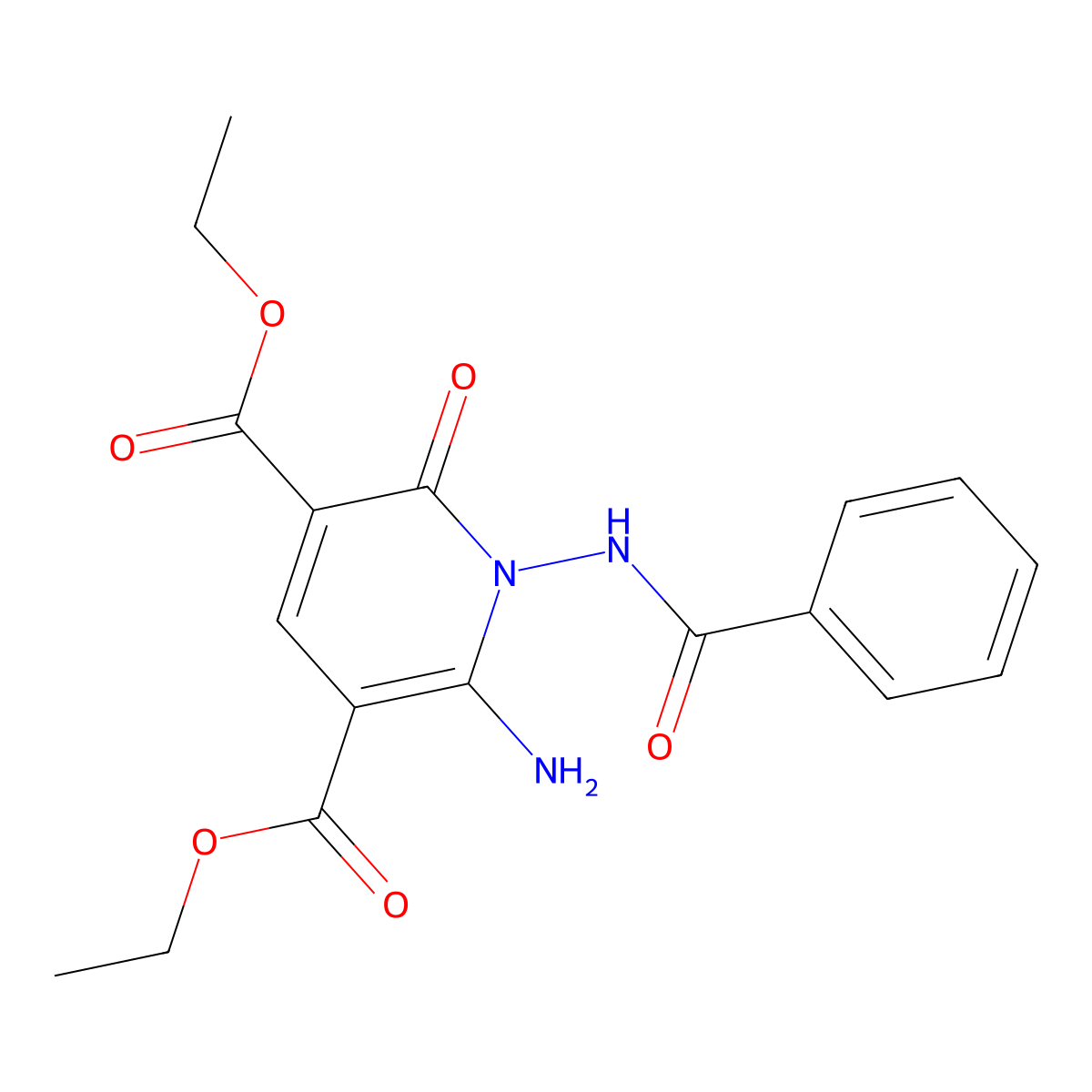 Diethyl 6-amino-1-(benzoylamino)-2-oxo-1,2-dihydro-3,5-pyridinedicarboxylate molecular structure, CAS 146255-43-8