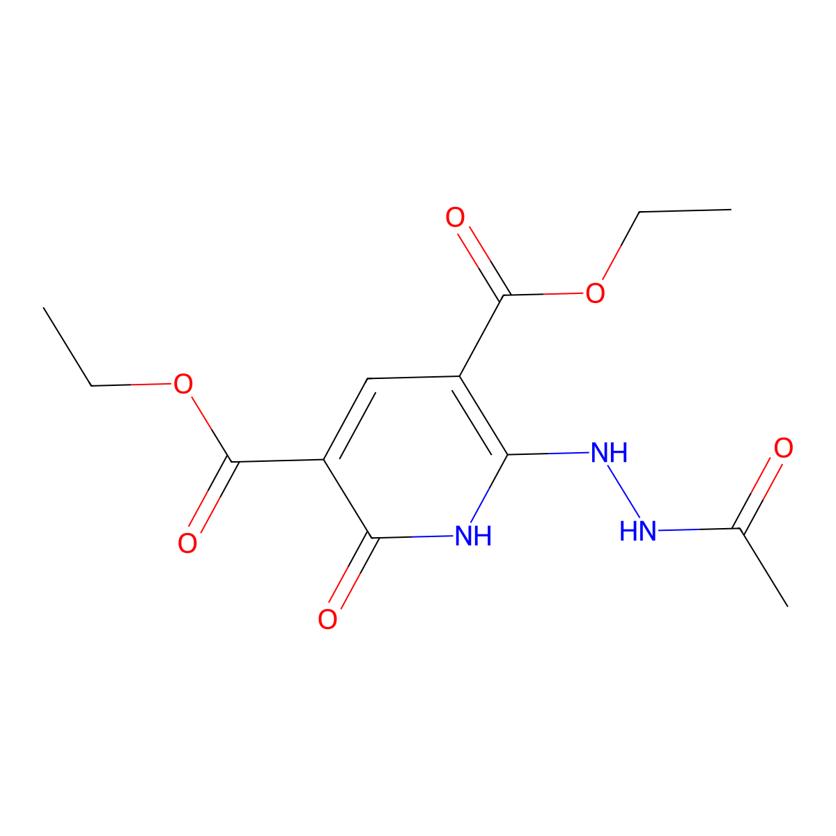 Diethyl 6-(2-acetylhydrazino)-2-oxo-1,2-dihydro-3,5-pyridinedicarboxylate molecular structure, CAS 146255-47-2